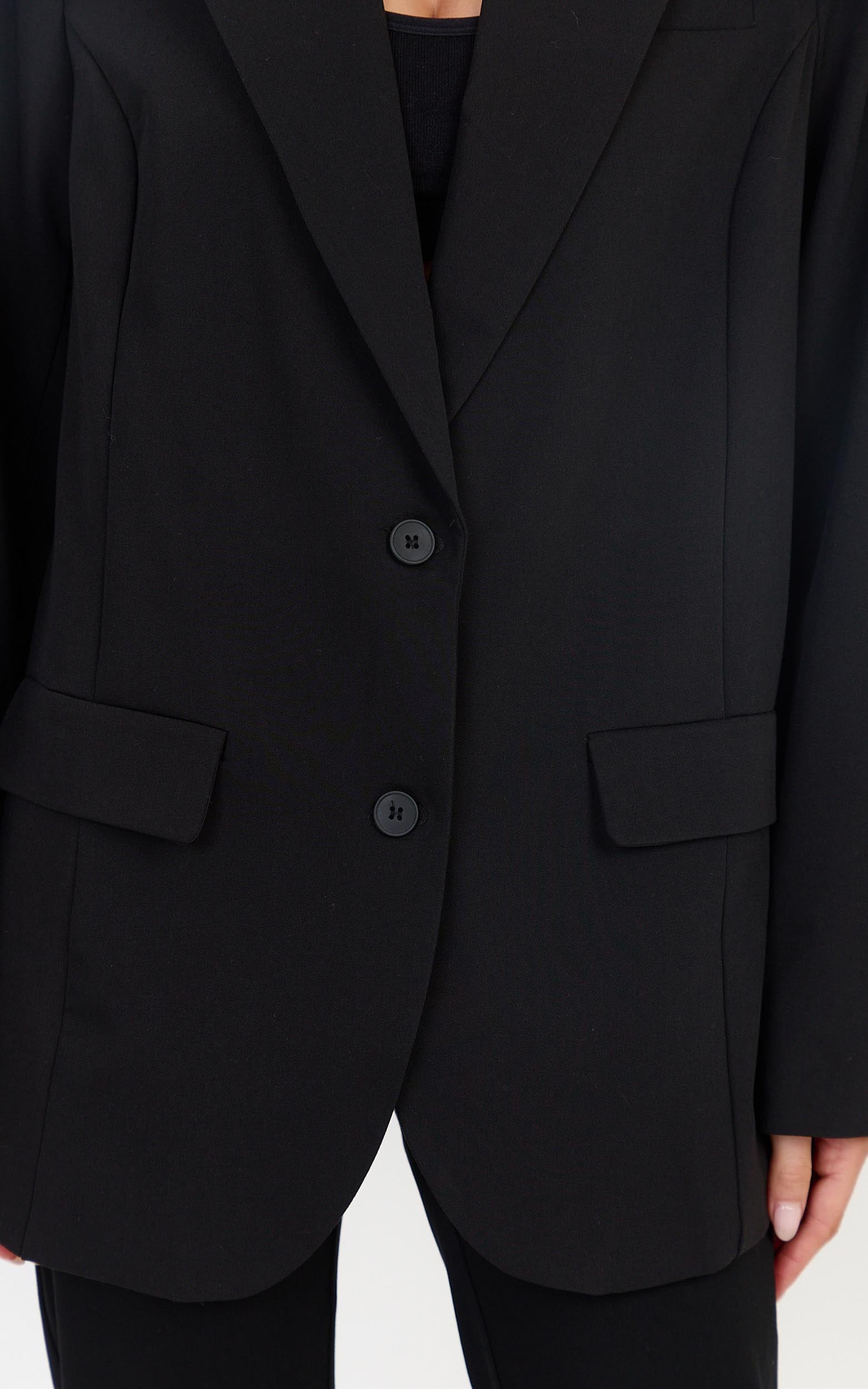 Lorcan Blazer - Oversized Boyfriend Fit Blazer in Black - View 6