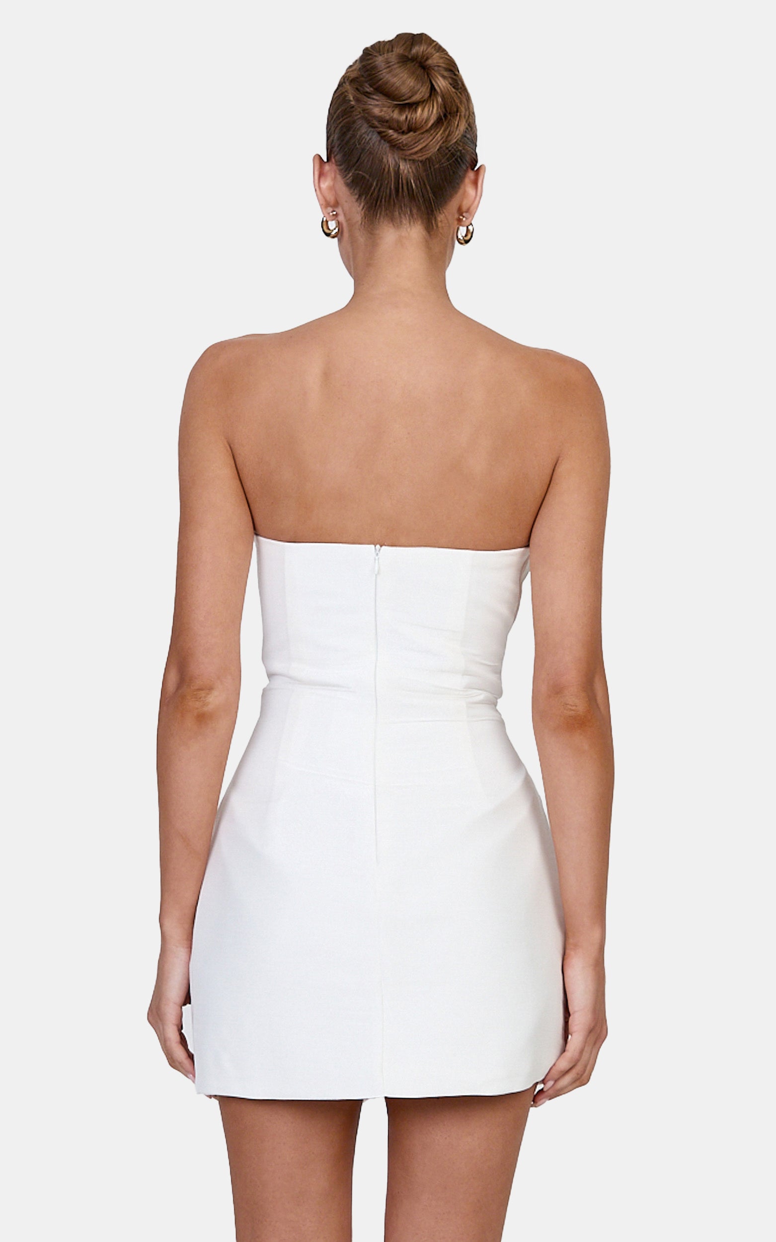 Zella Mini Dress - Strapless Corset Bodice Dress in White - View 5