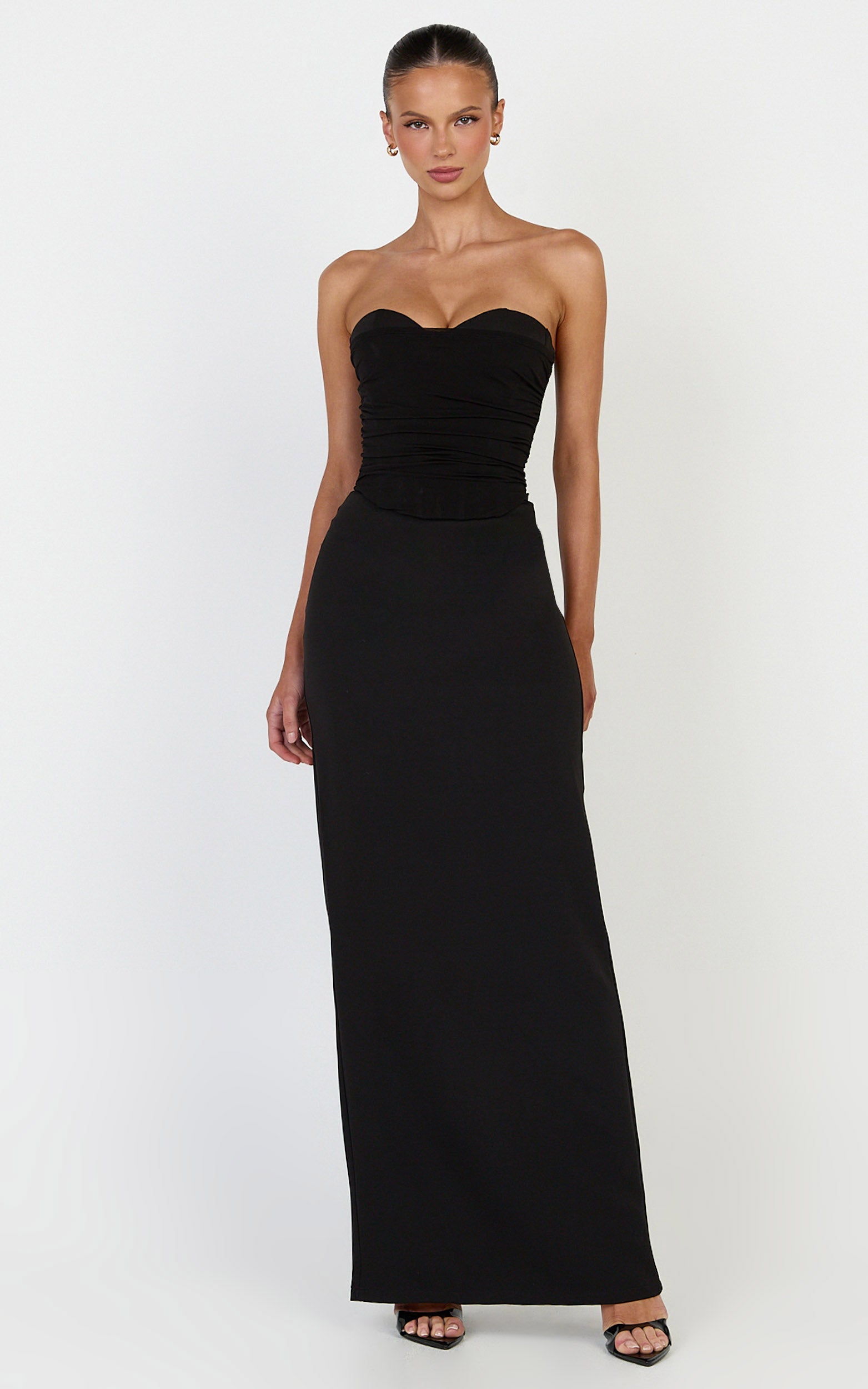 Helda Maxi Skirt - Mid Waist Back Split Skirt in Black - View 3