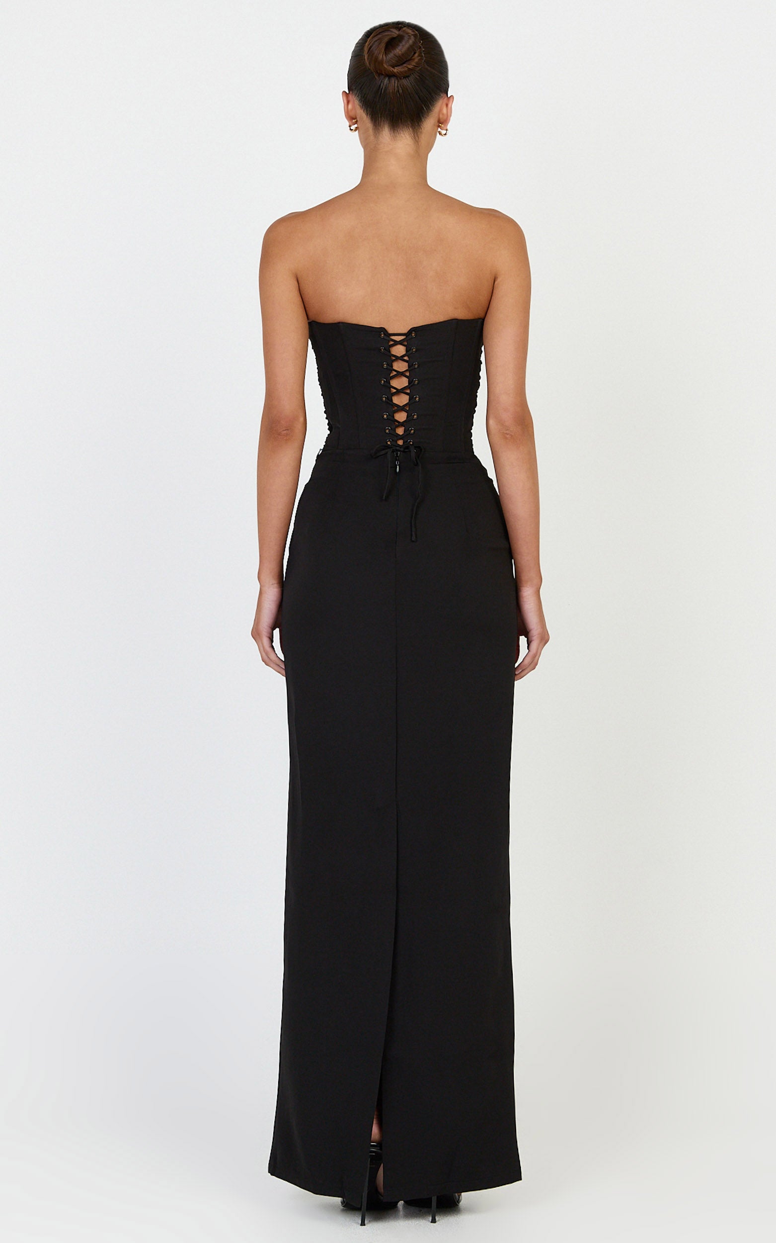 Helda Maxi Skirt - Mid Waist Back Split Skirt in Black - View 5