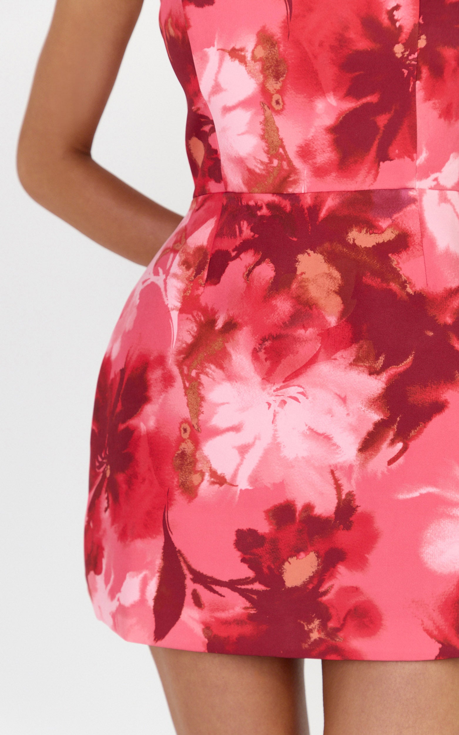 Lorena Playsuit - Strapless Fit And Flare Playsuit in Maila Red Floral Print - View 6