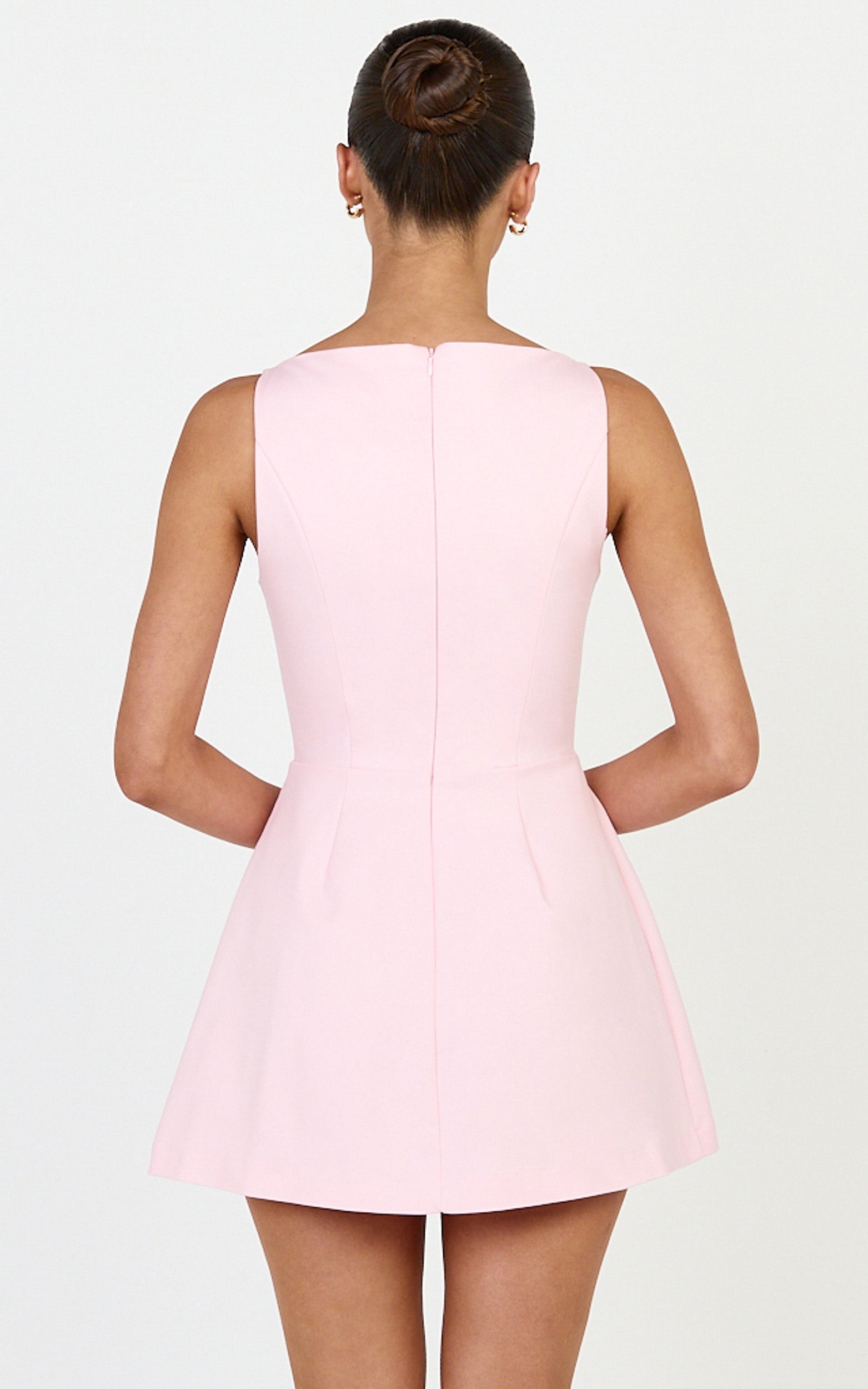 Eloise Playsuit - Straight Neck Fit And Flare Playsuit in Pink - View 5