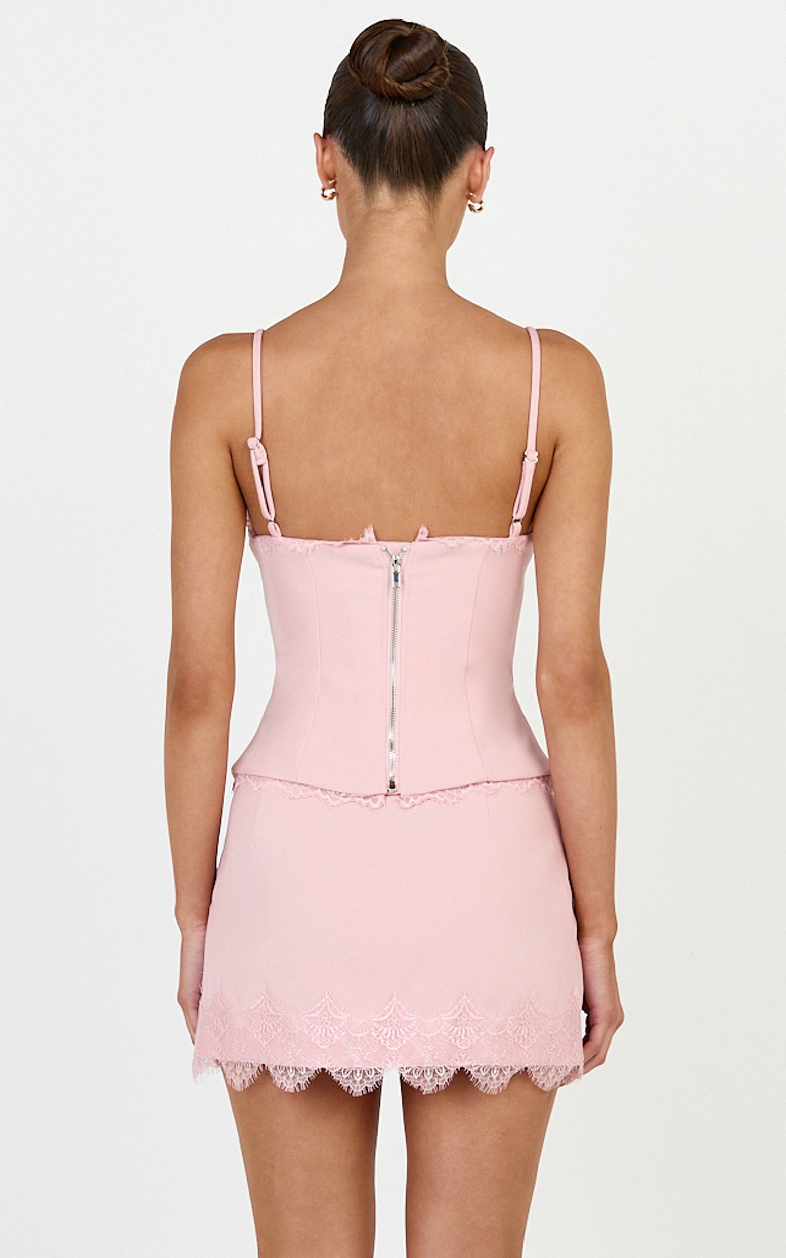 Primrose Top - Fitted Balconette Lace Trim Bodice Top in Pink - View 5