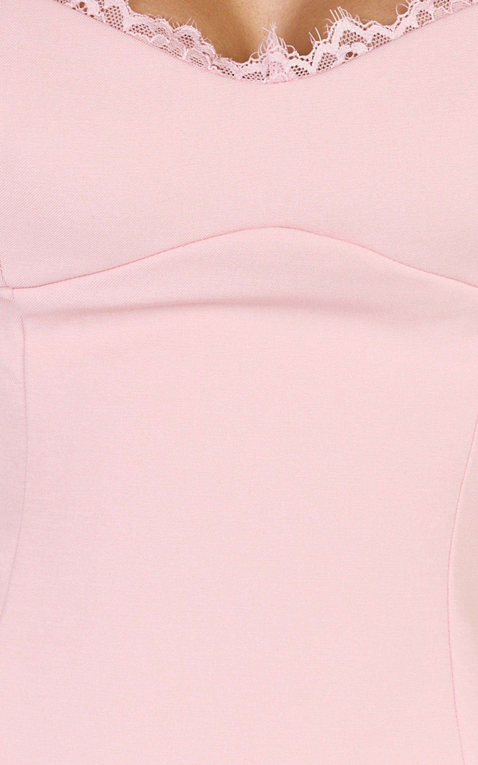 Primrose Top - Fitted Balconette Lace Trim Bodice Top in Pink - View 6