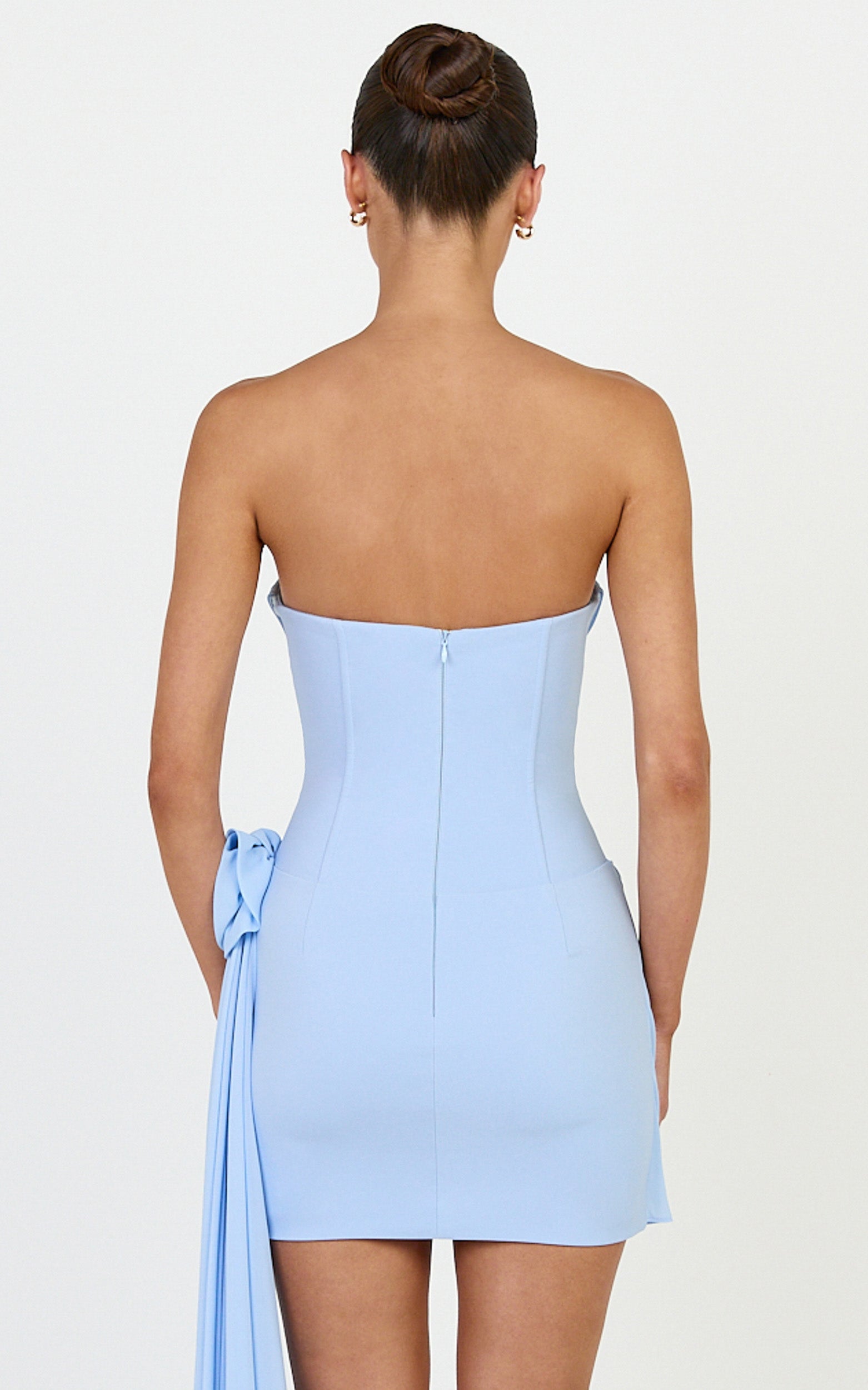 Riley Mini Dress - Strapless Draped Corset Bodycon Dress in Blue - View 5