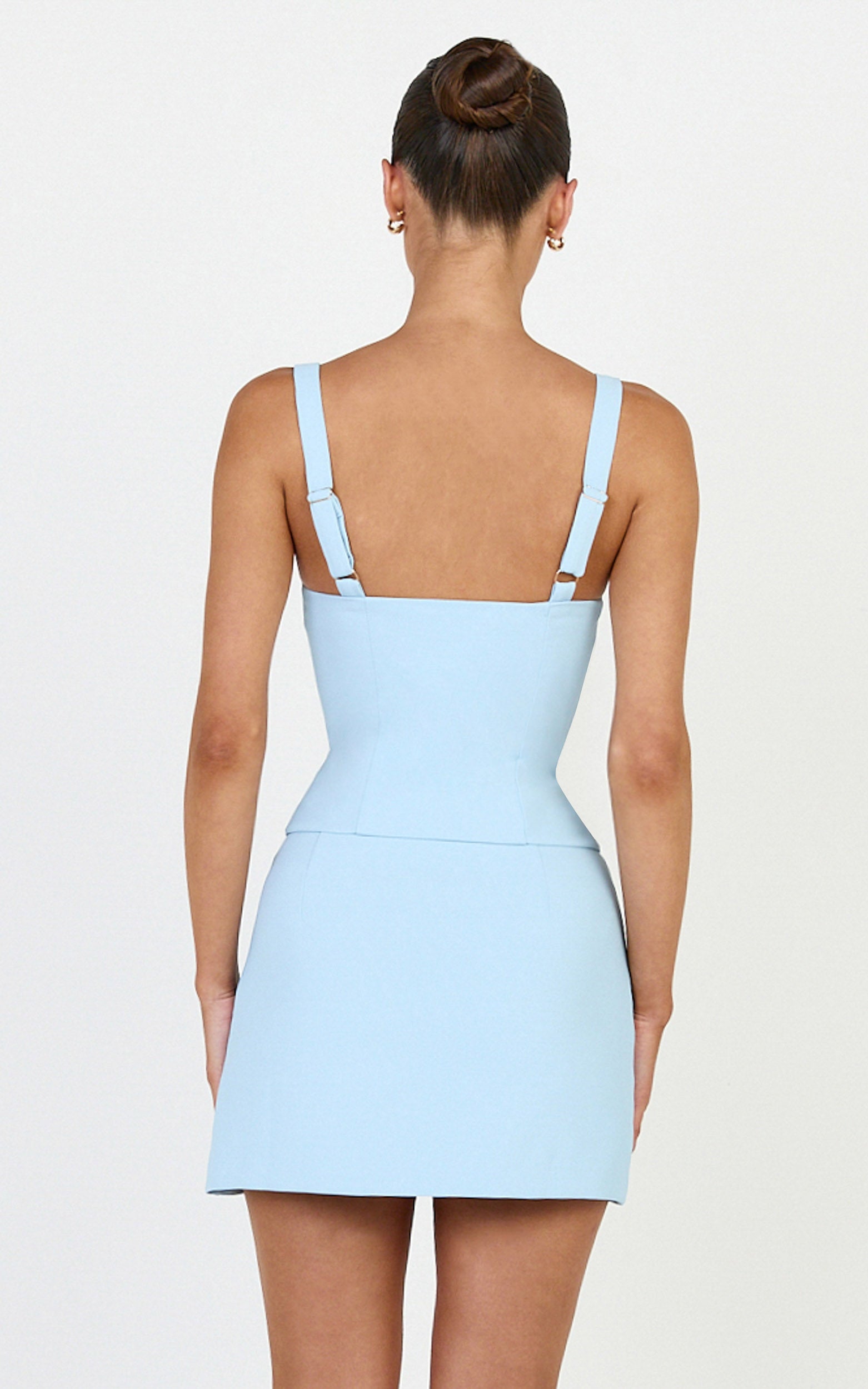 Mikey Top - Straight Neck Hook and Eye Corset Top in Blue - View 5