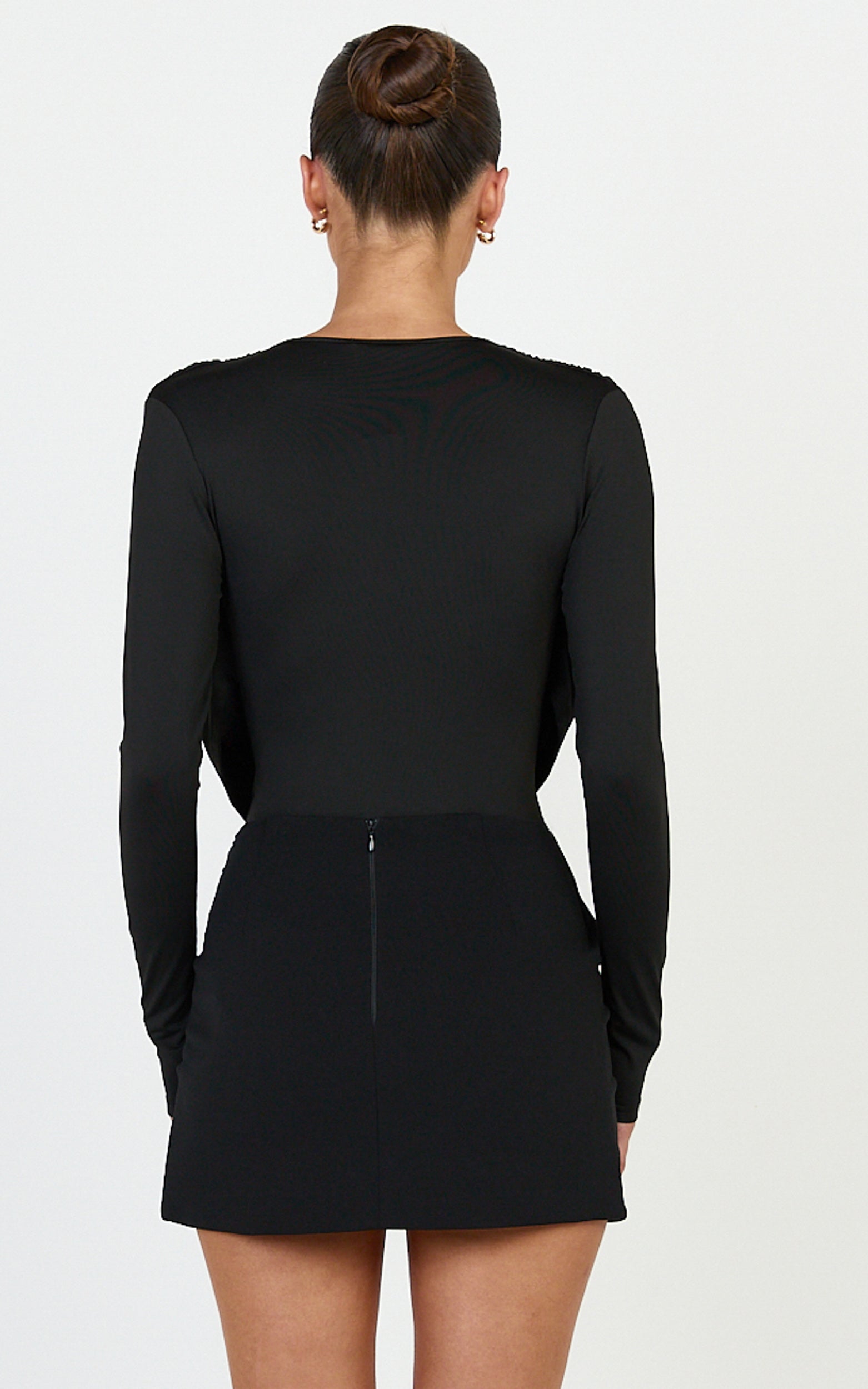 Cosette Bodysuit - Long Sleeve Cowl Neck Bodysuit in Black - View 5