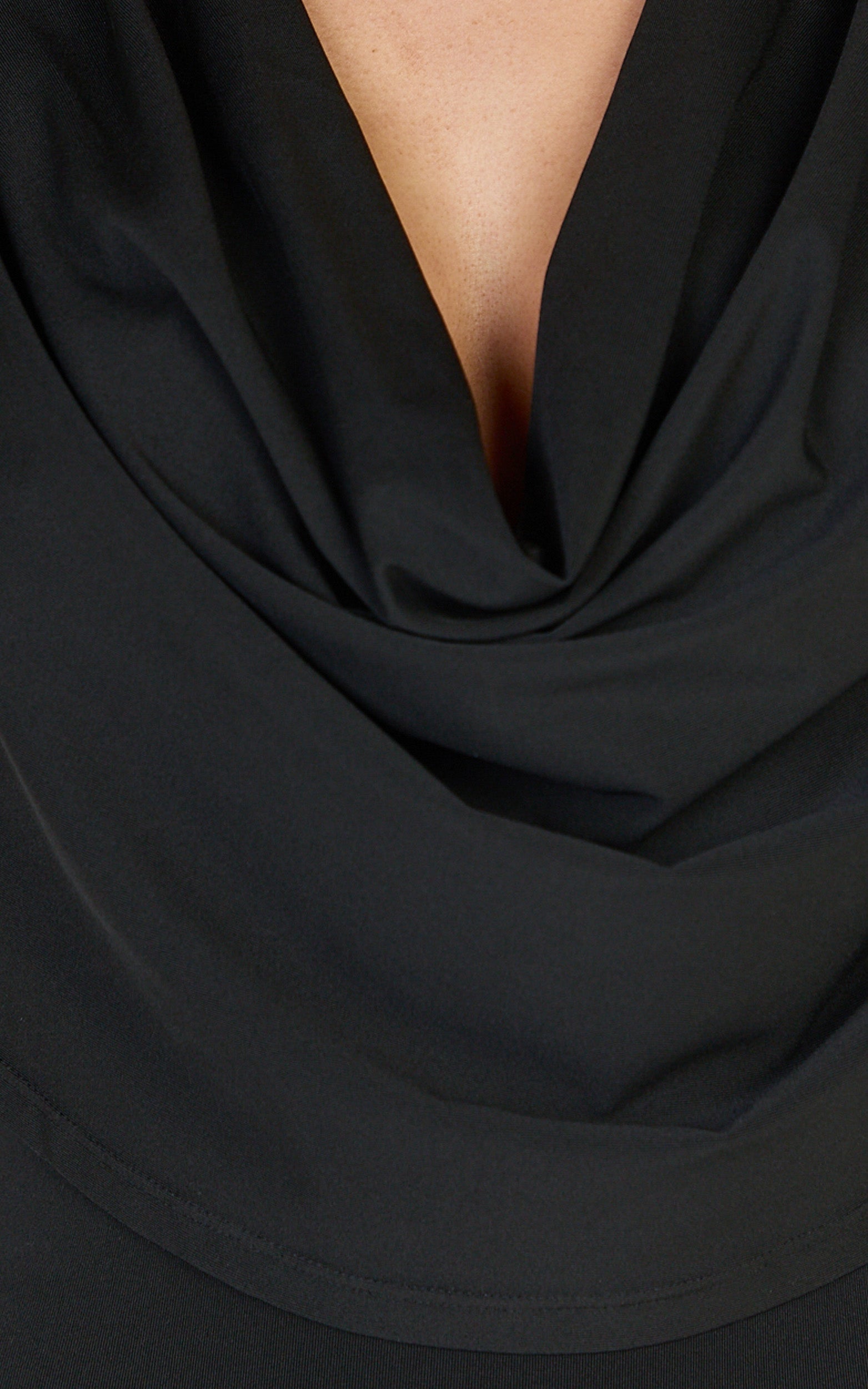 Cosette Bodysuit - Long Sleeve Cowl Neck Bodysuit in Black - View 6