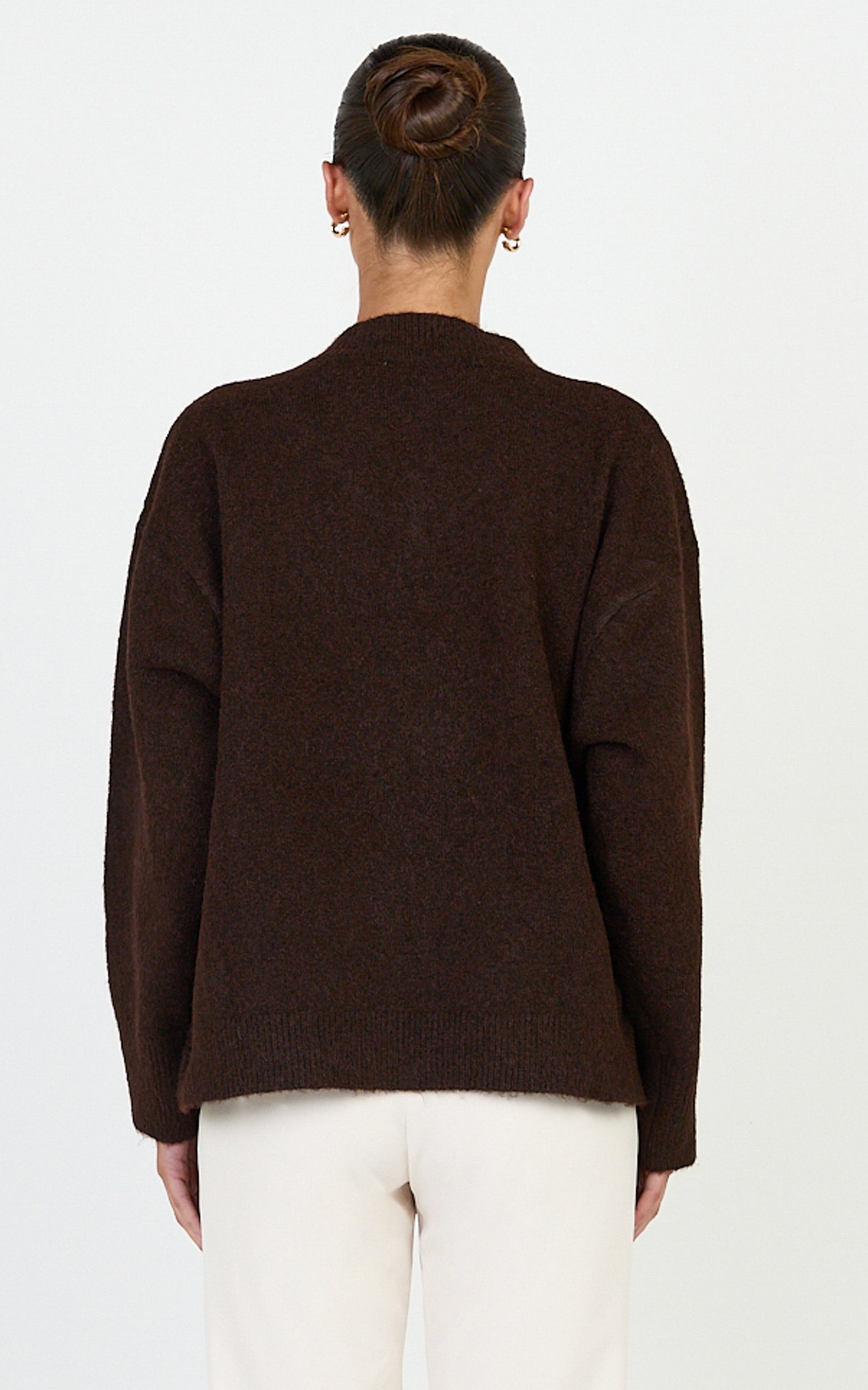Clementine Jumper - V Neck Knit Jumper in Chocolate - View 5