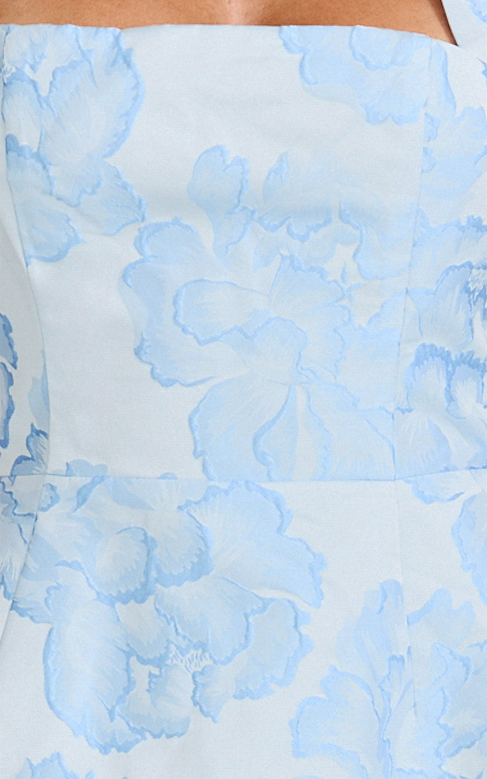 Gabbie Mini Dress - Jacquard Halter Fit And Flare Dress in Blue - View 7