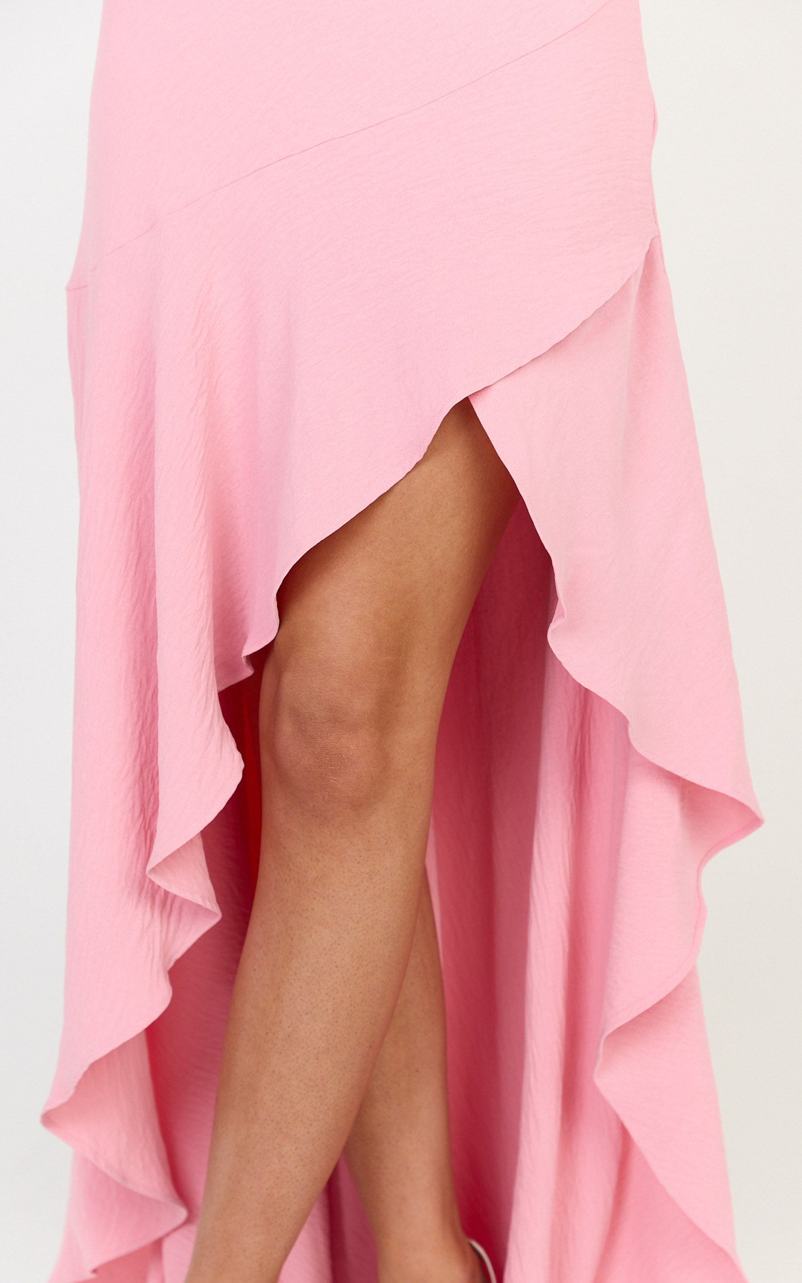 Sunny Maxi Dress - Cowl Neck Asymmetric Hem Dress in Pink - View 6