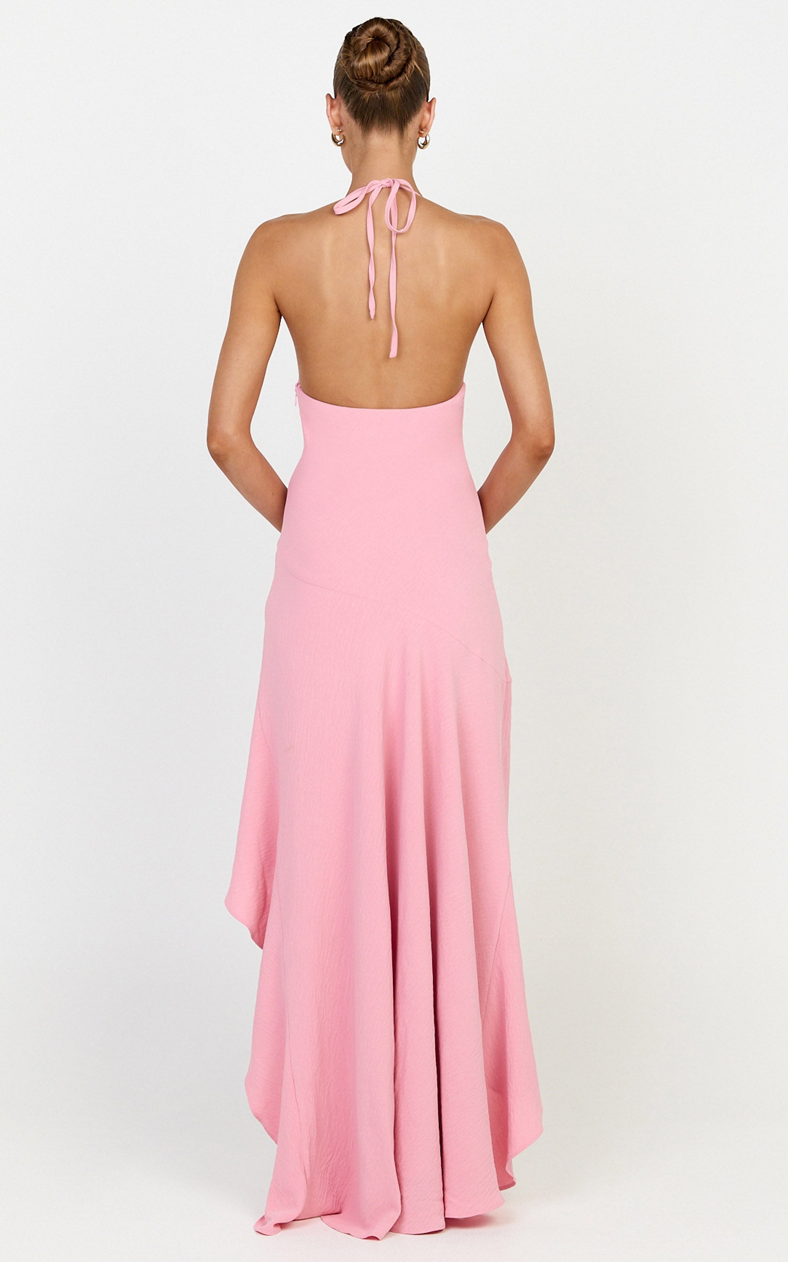 Sunny Maxi Dress - Cowl Neck Asymmetric Hem Dress in Pink - View 5