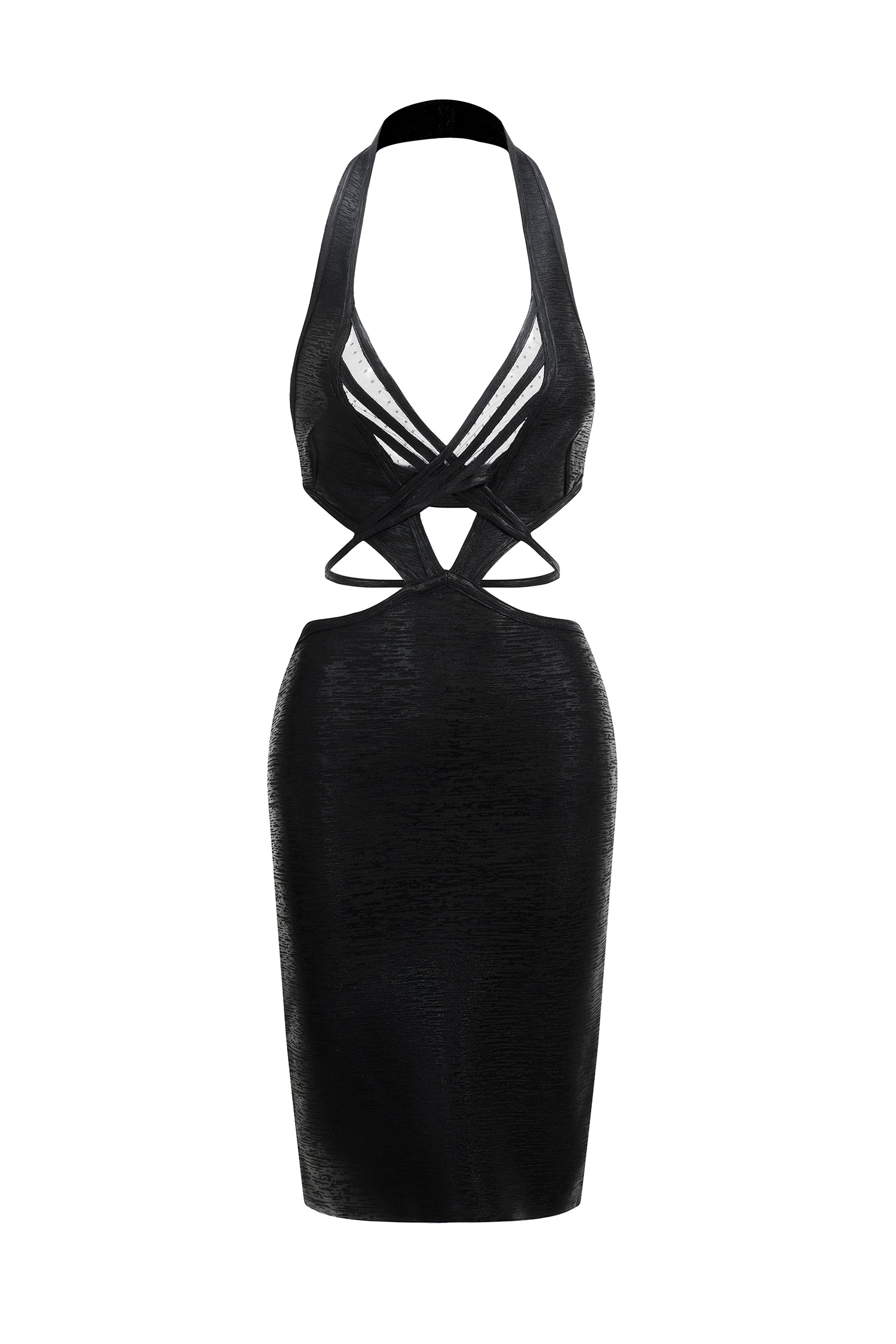 Black Metallic Mini Bandage Dress