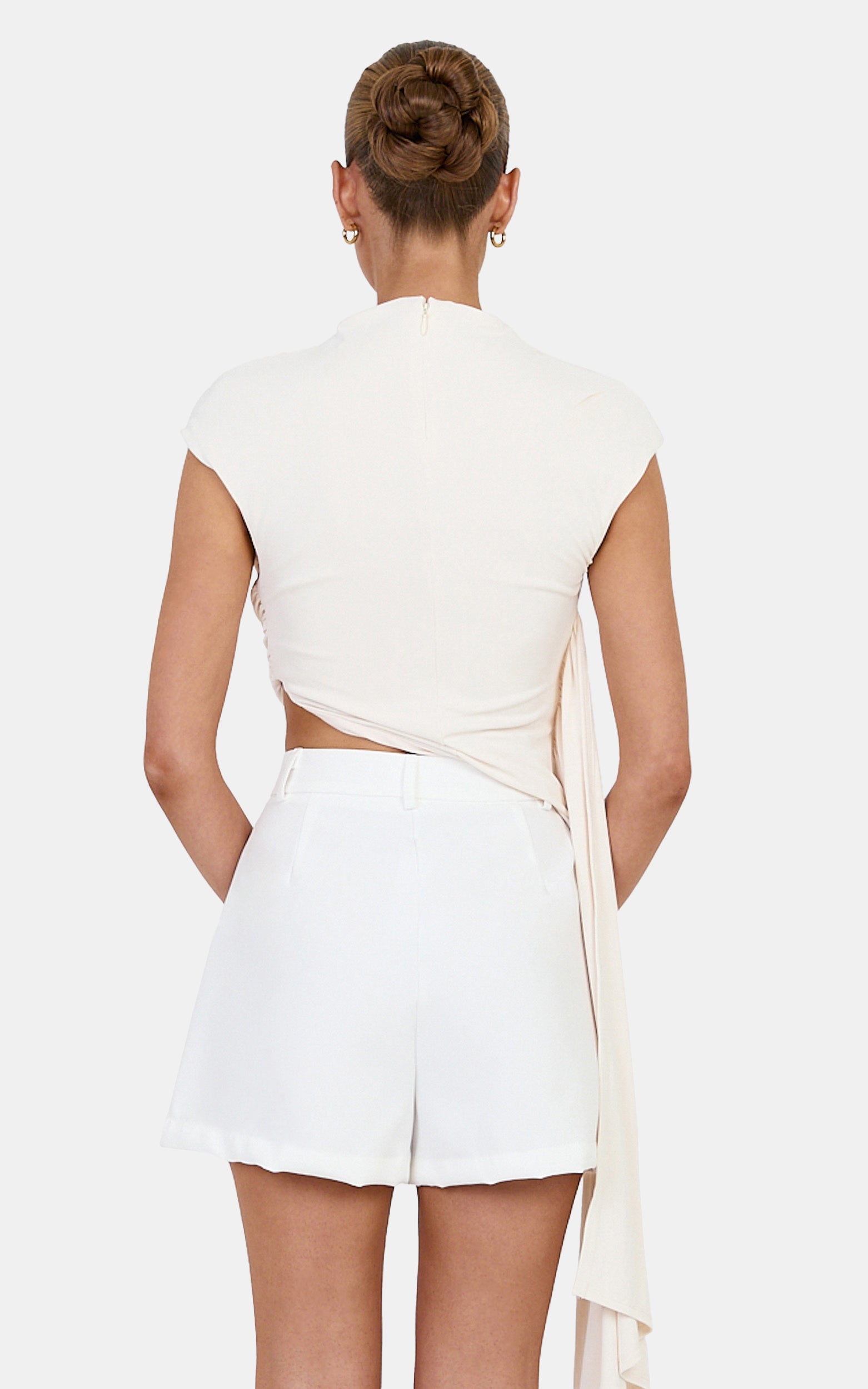 Victoria Shorts - Tailored A Line Shorts in Off-White - View 6