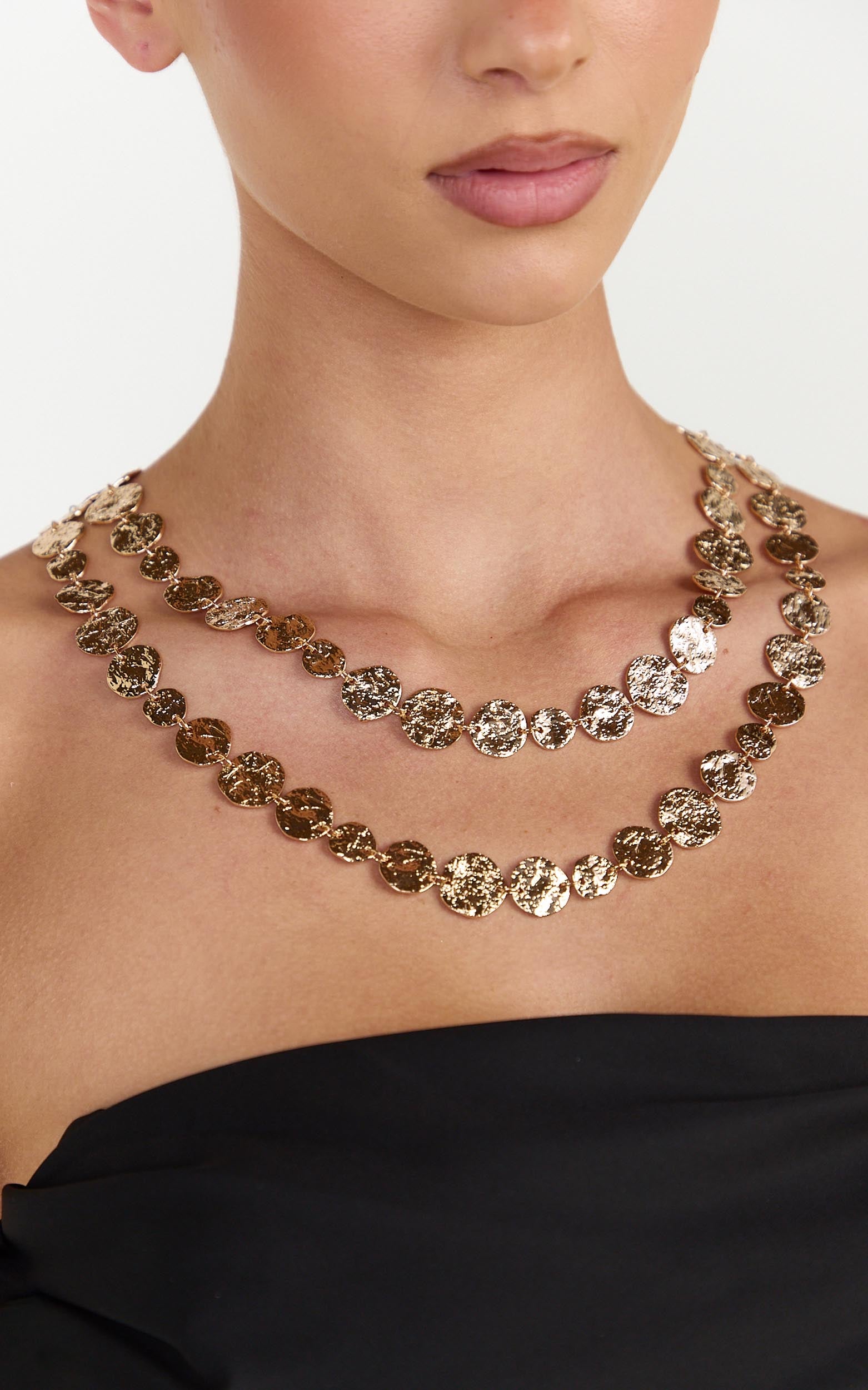 Candice Necklace - Double Layered Necklace in Gold - View 3