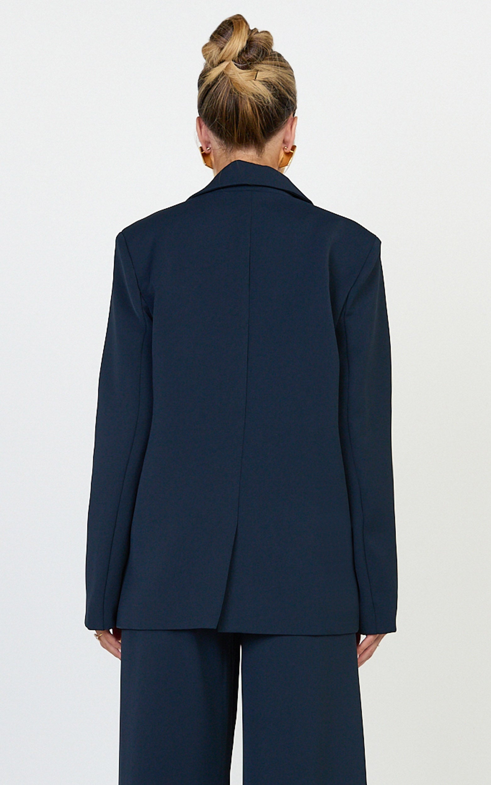 Selena Blazer - Oversized Single Breasted Blazer in Navy - View 5
