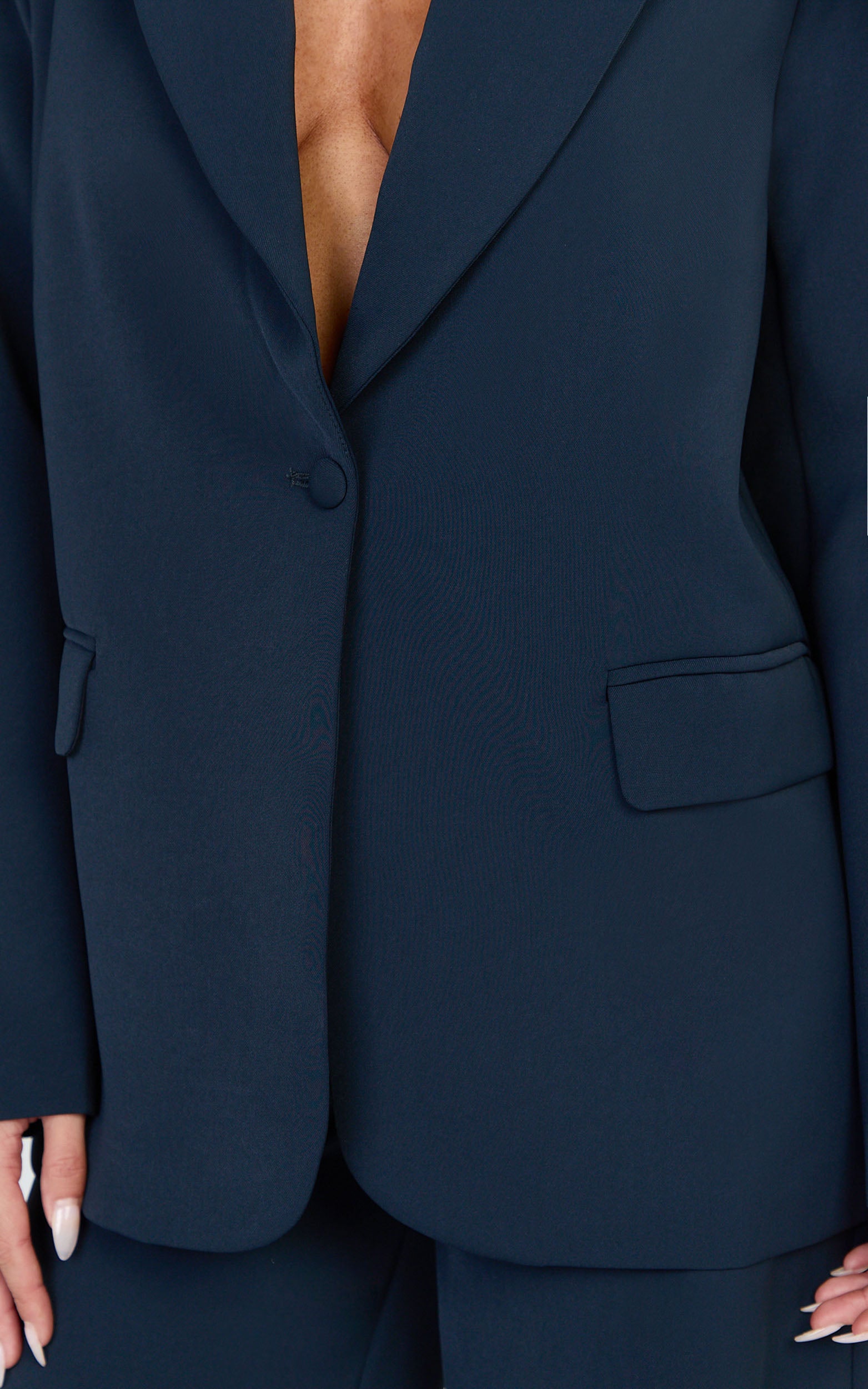 Selena Blazer - Oversized Single Breasted Blazer in Navy - View 6