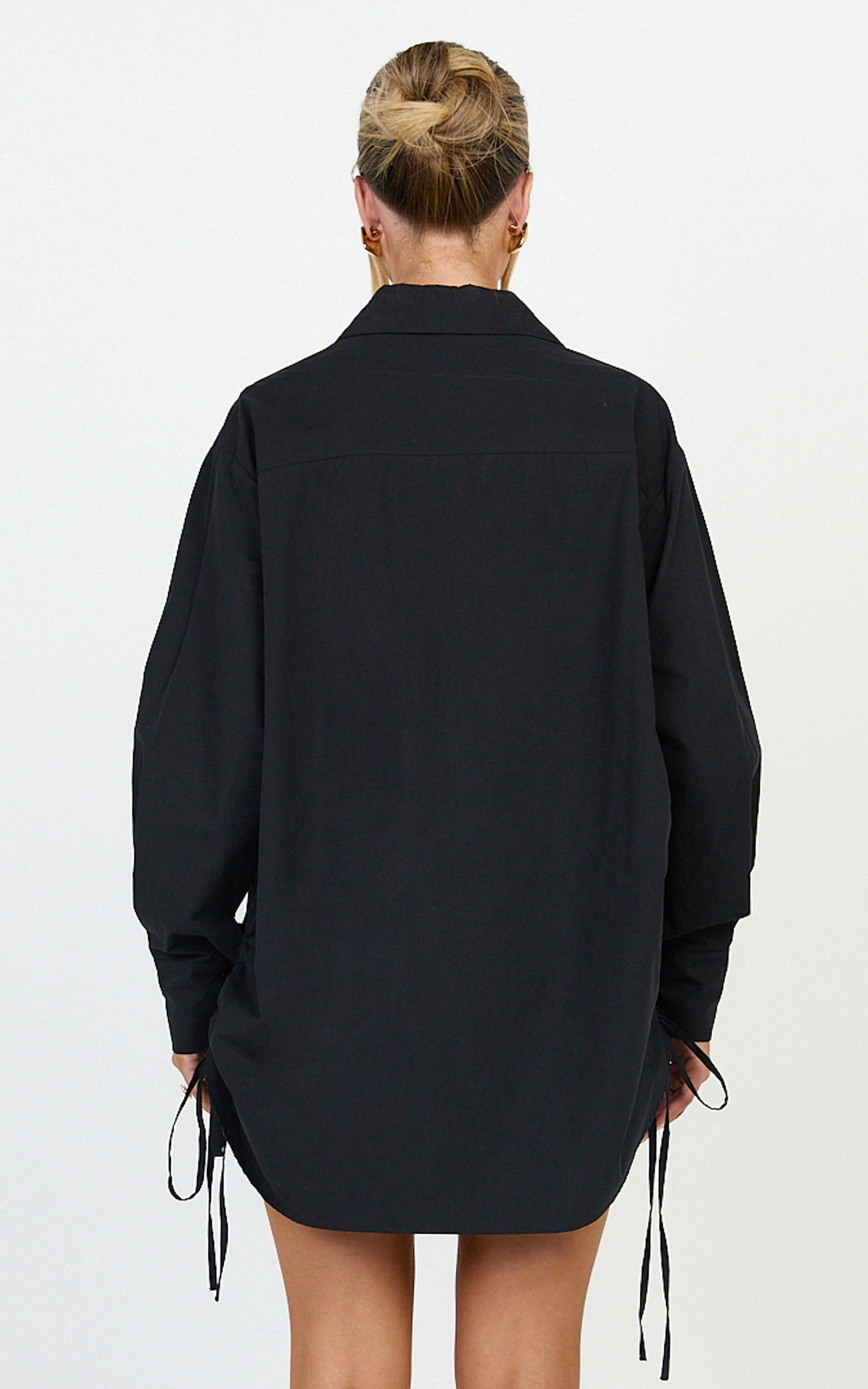 Kalpena Shirt - Ruched Side Oversized Shirt in Black - View 5