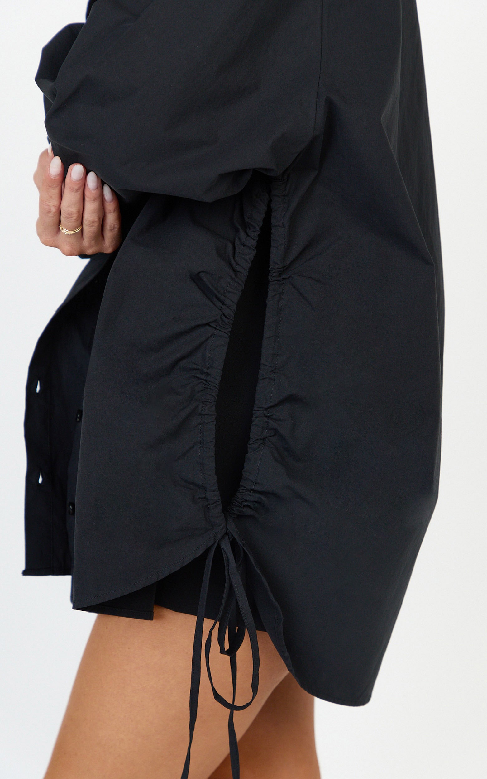 Kalpena Shirt - Ruched Side Oversized Shirt in Black - View 6
