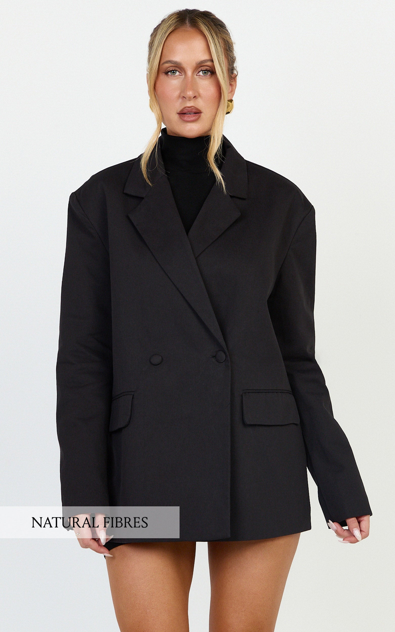 Virginia Jacket - Oversized Double Breasted Blazer in Black - View 1