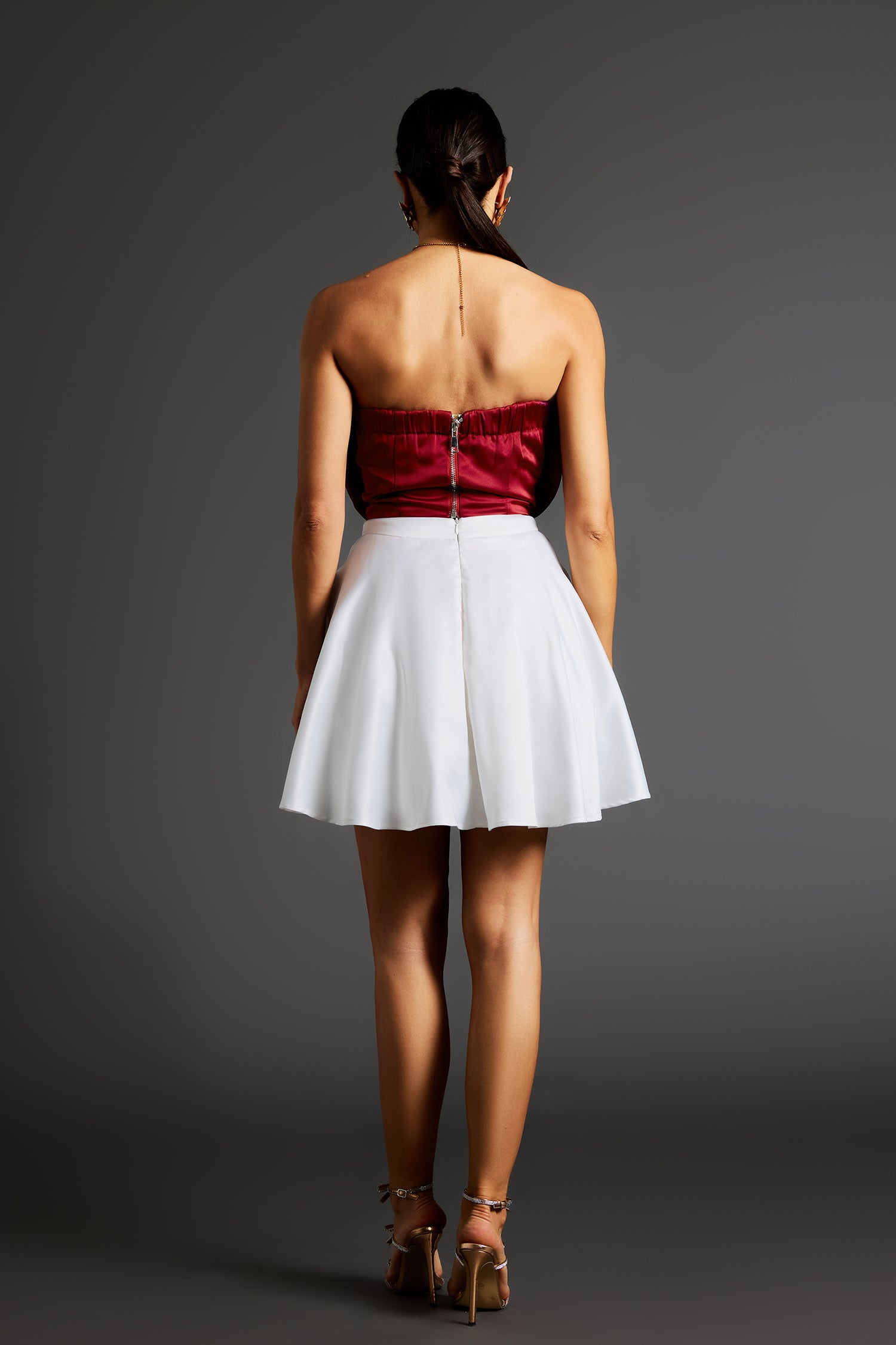 Neela Flower Strapless Waist Mini Dress