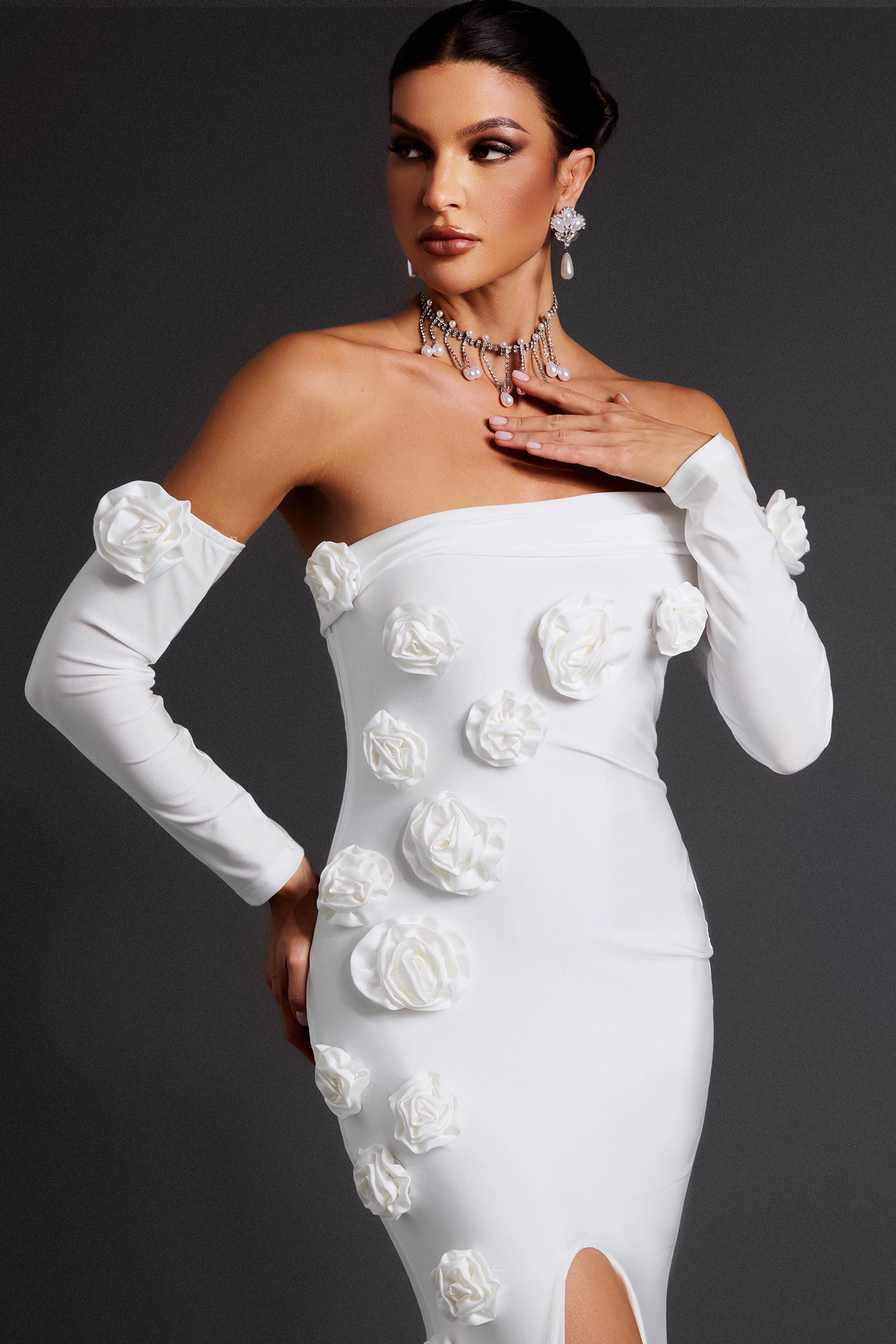 Nerlii Flower Off Shoulder Maxi Dress