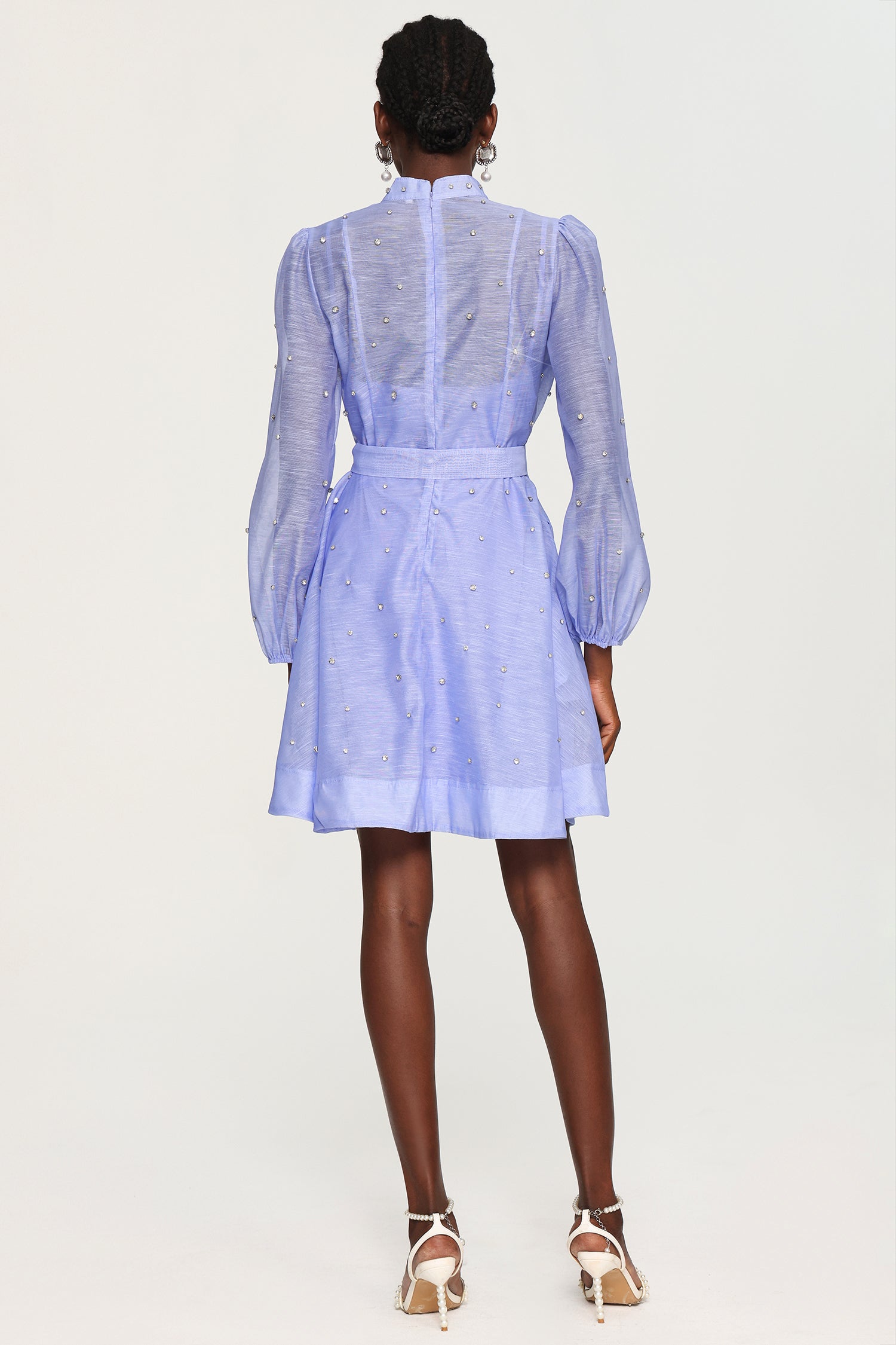 Farrah Long Sleeves Diamond Button Shirt Mini Dress