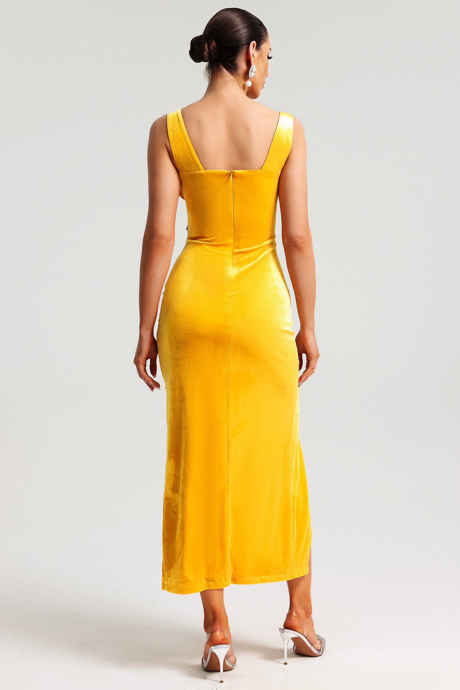 Hakula Diamante Slit Midi Dress