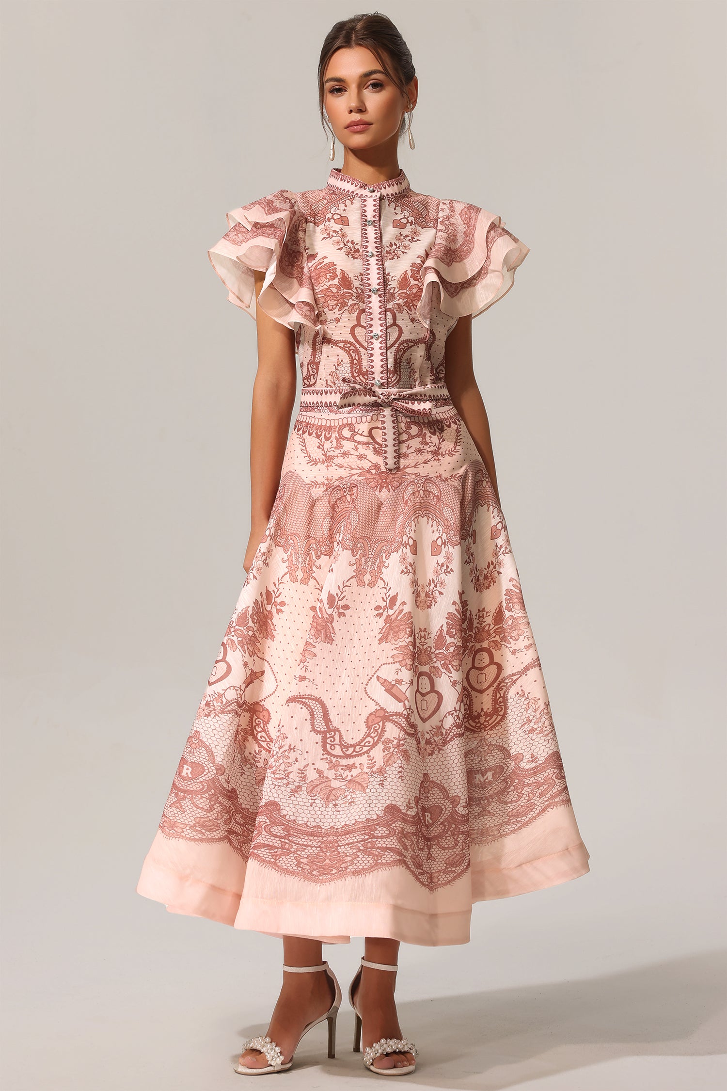 Kimivi Sleeveless Floral Printed Shirt Two-Piece Set