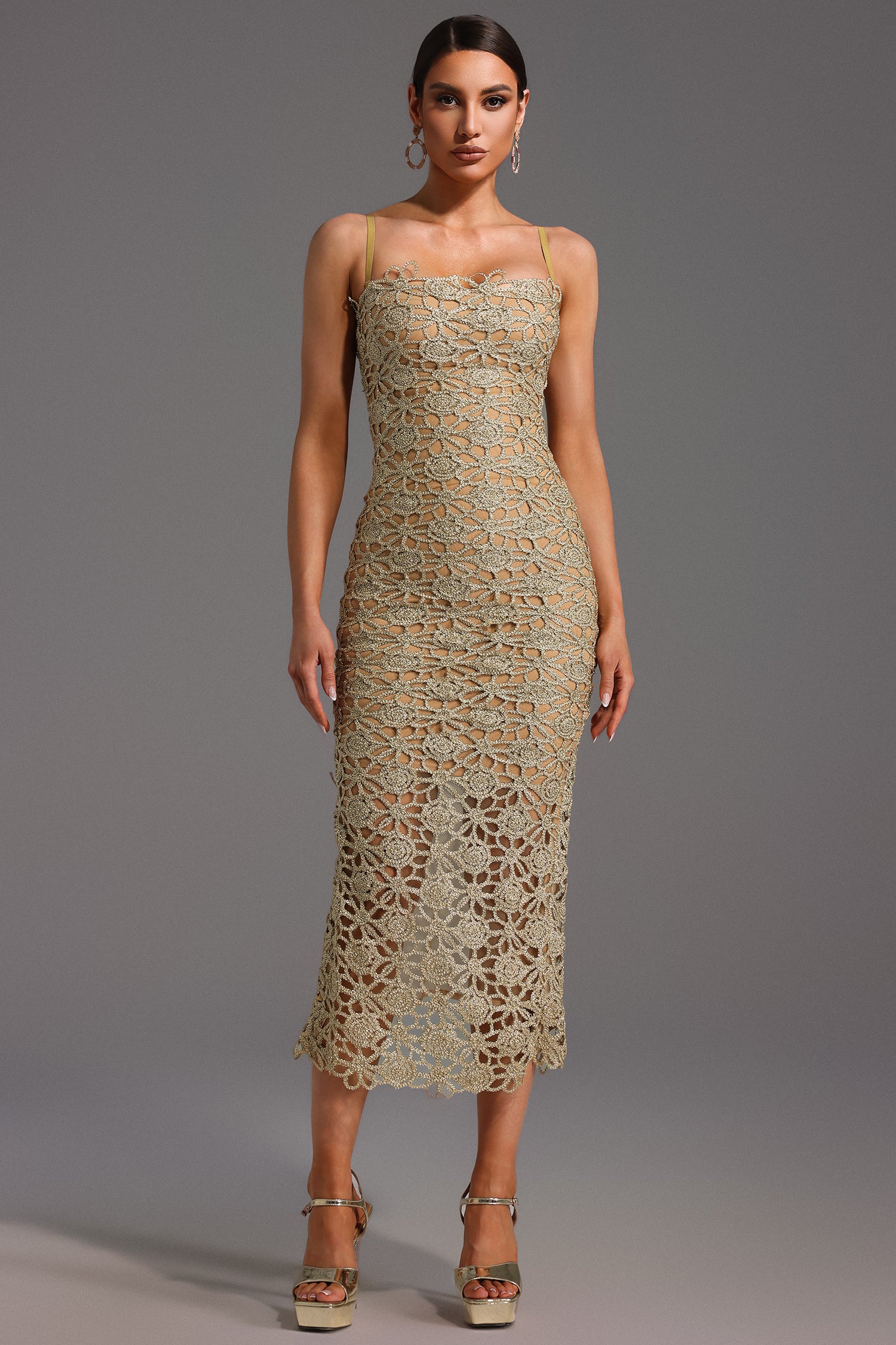 Lelia Sleeveless Hollow Out Slit Maxi Dress