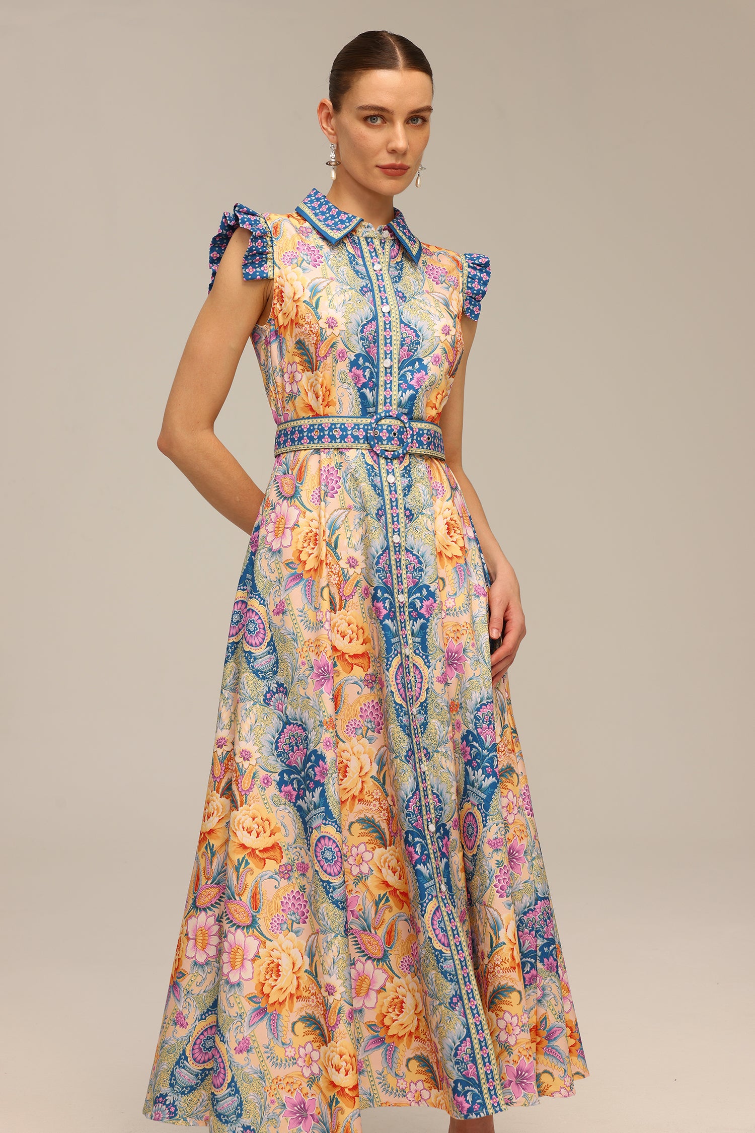 Naida Floral Printed Sleeveless Maxi Dress