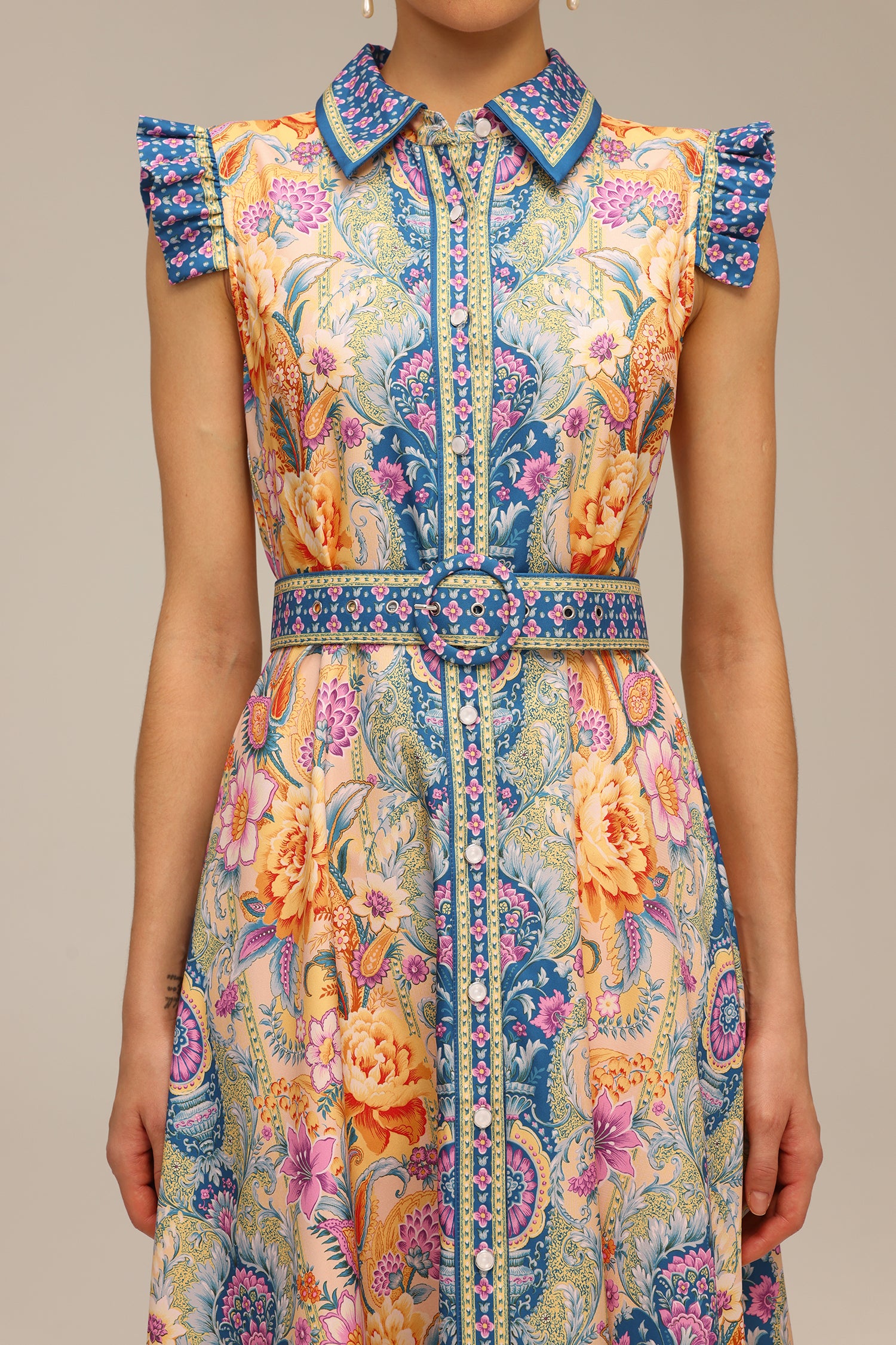 Naida Floral Printed Sleeveless Maxi Dress