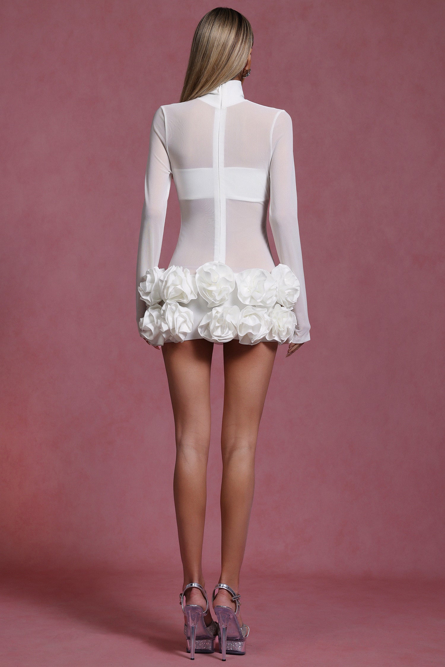 Halasa Long Sleeve Flowers Mini Dress