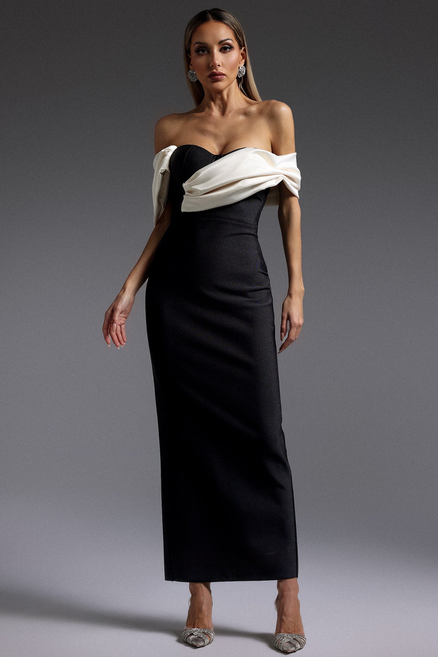 Lala Off-The-Shoulder Fold Bandage Maxi Dress