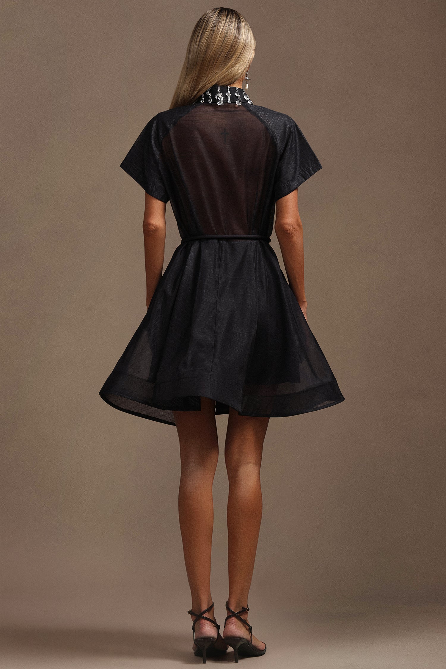 Gerianna Short Sleeves Diamond Mini Dress