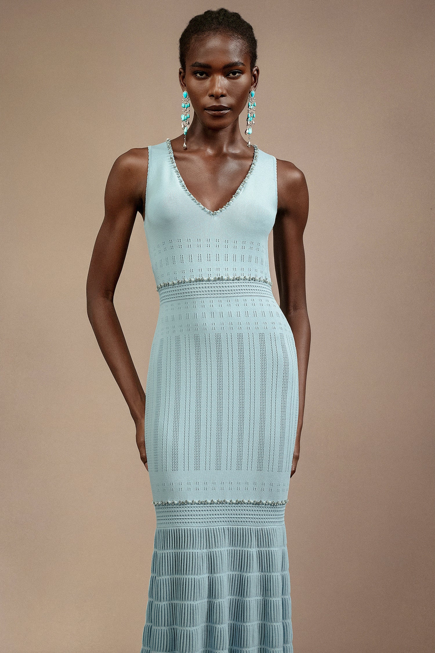 Gregorio Sleeveless Diamond Midi Dress