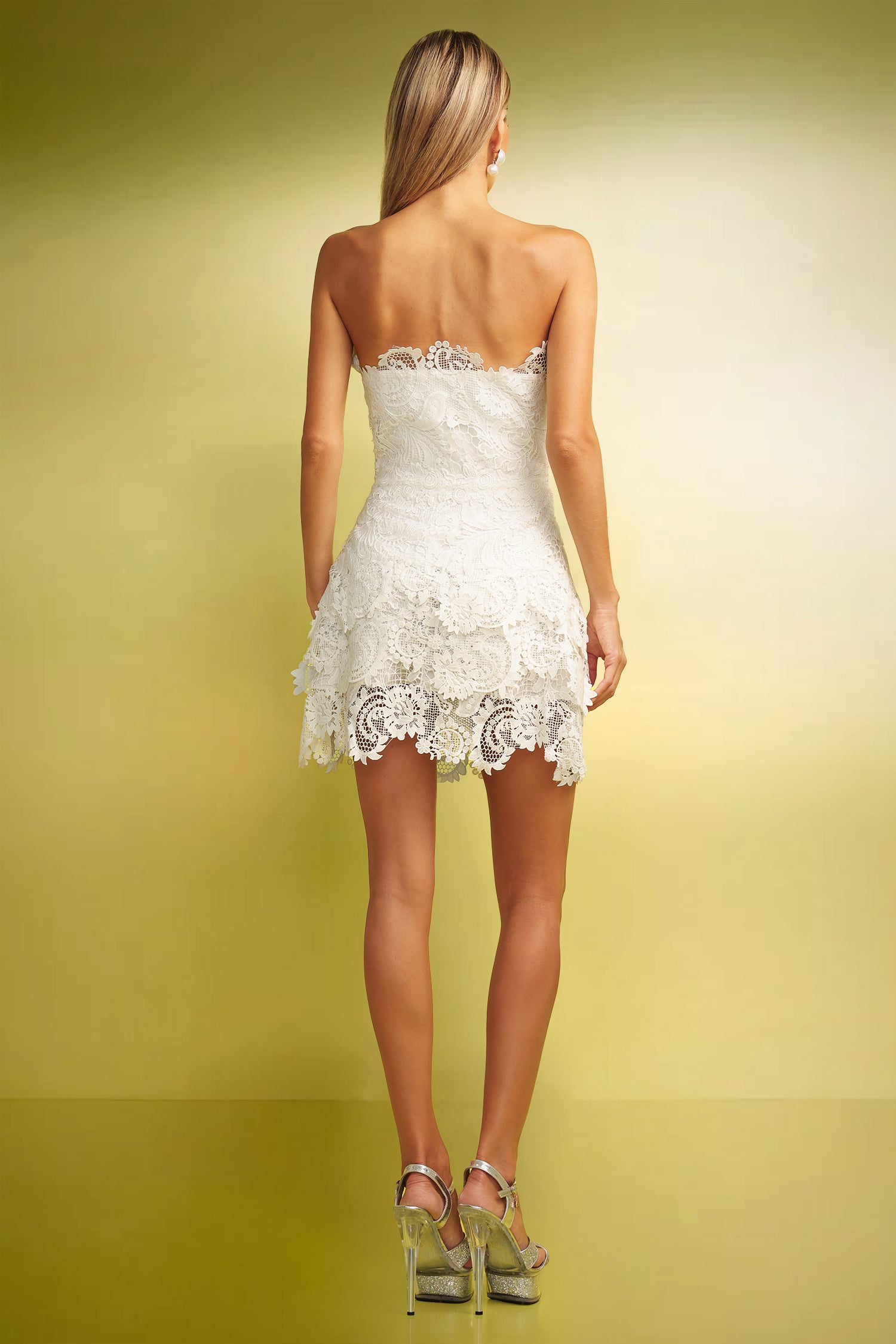 Yuico Lace Strapless Mini Dress