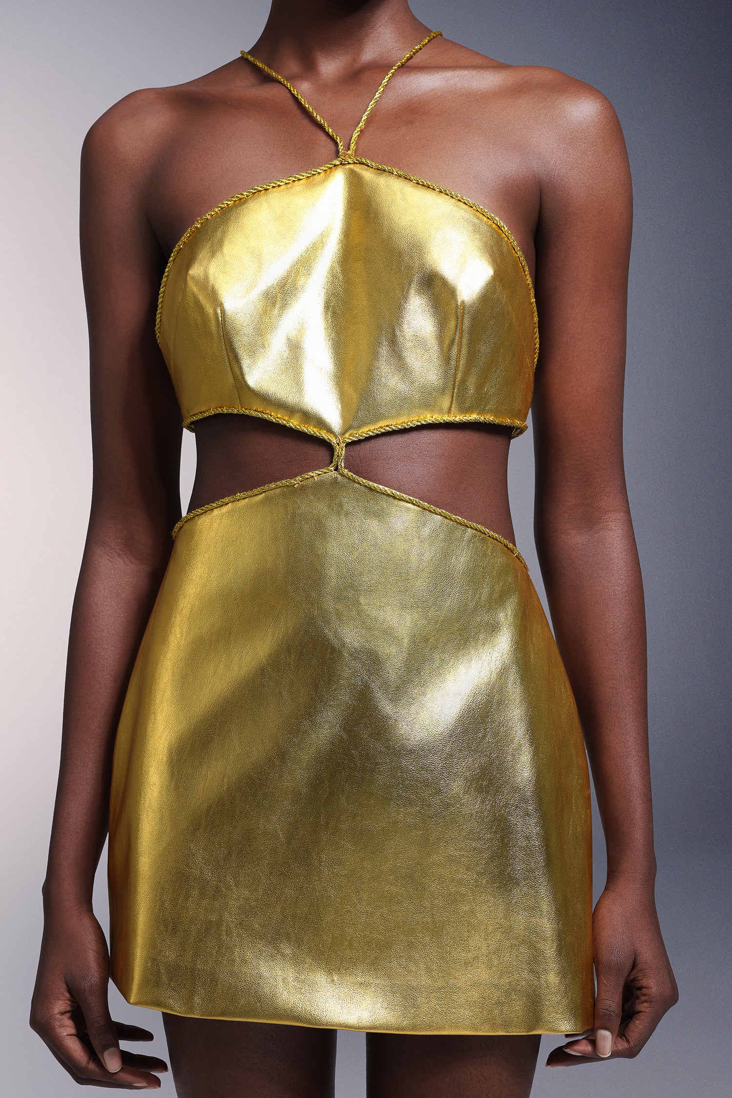 Pola Backless Leather Mini Dress