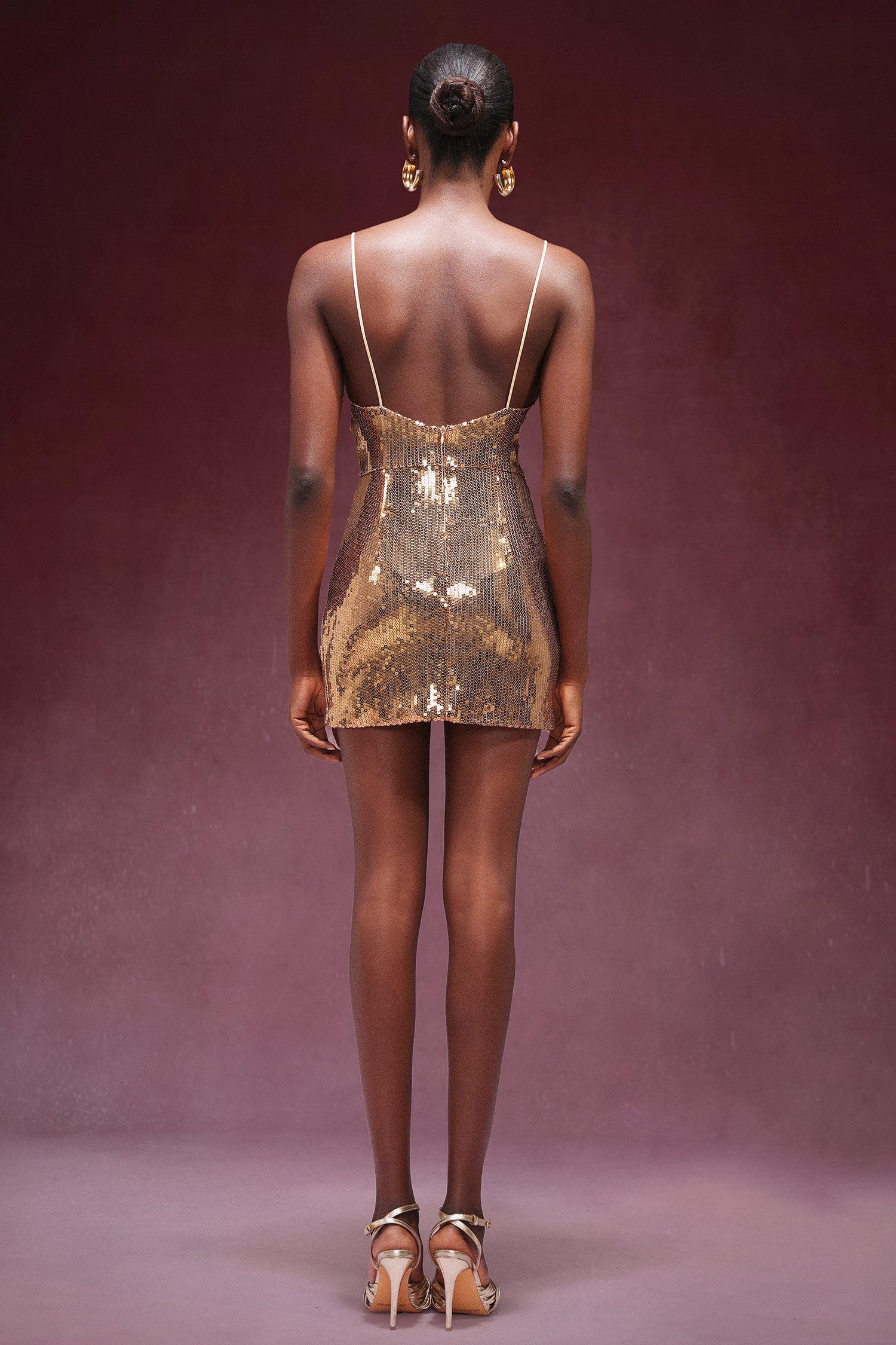 Nialla Halter V-Neck Sequin Mini Dress