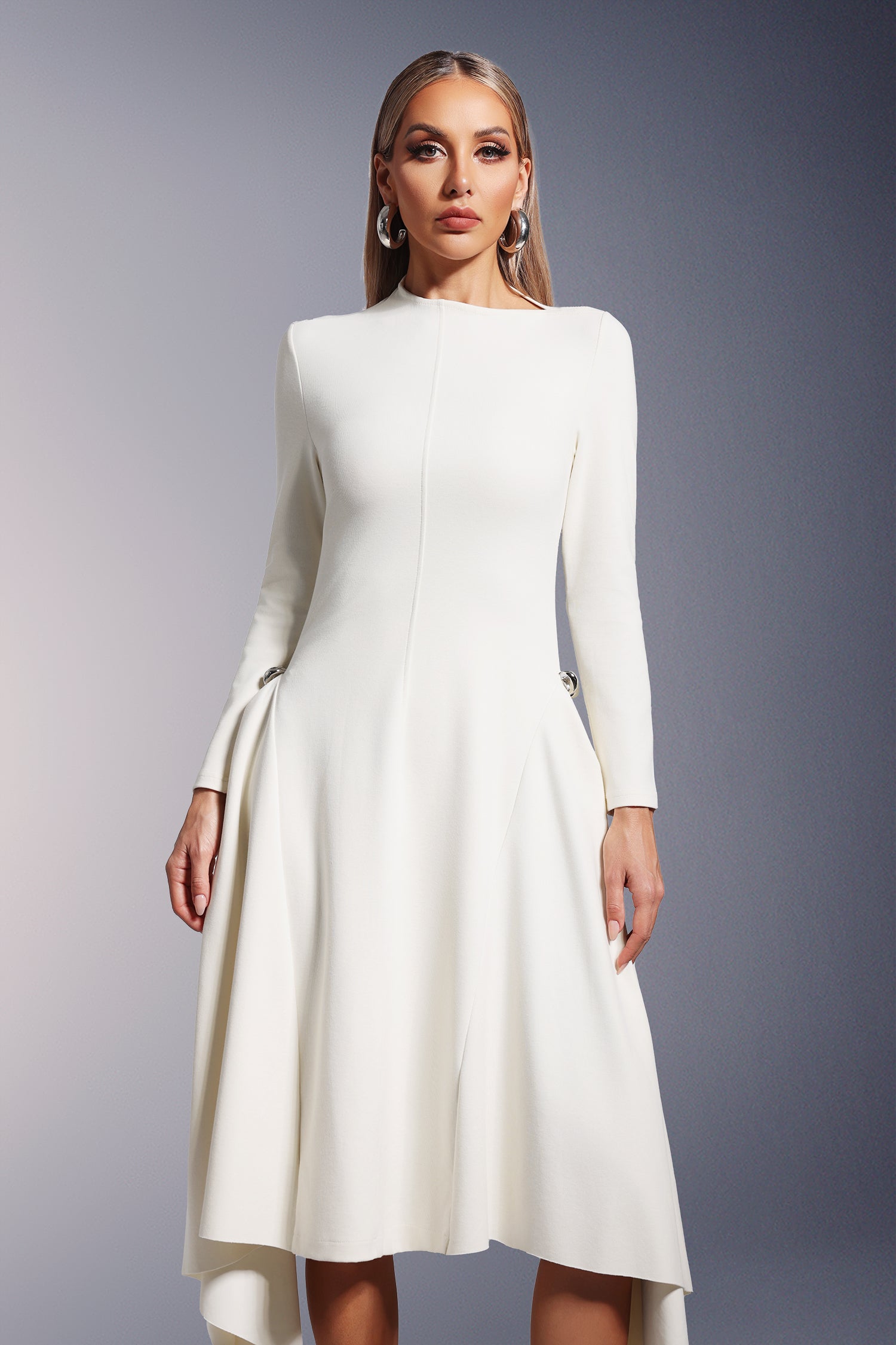 Sylvia Long Sleeves  Midi Dress