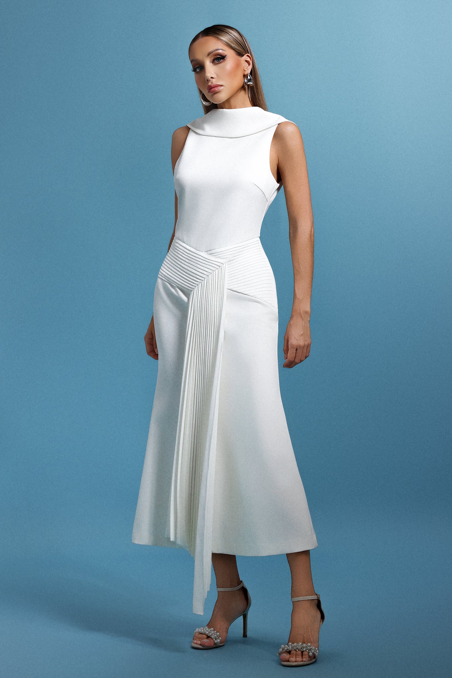 Jozie Sleevess Fold Fish Tail Maxi Dress