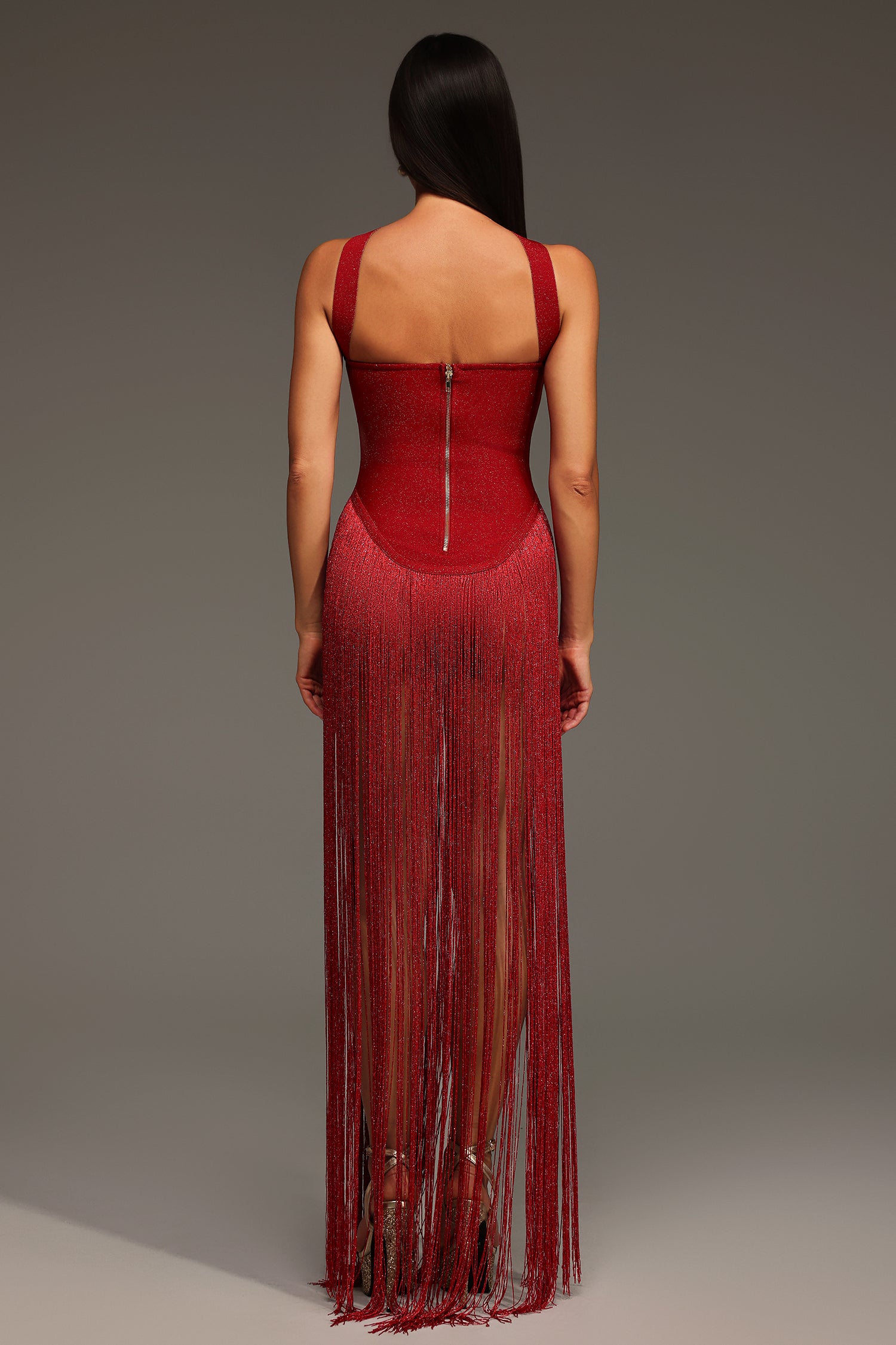 Morgan Halter SleevelessTassel Bandage Bodysuit