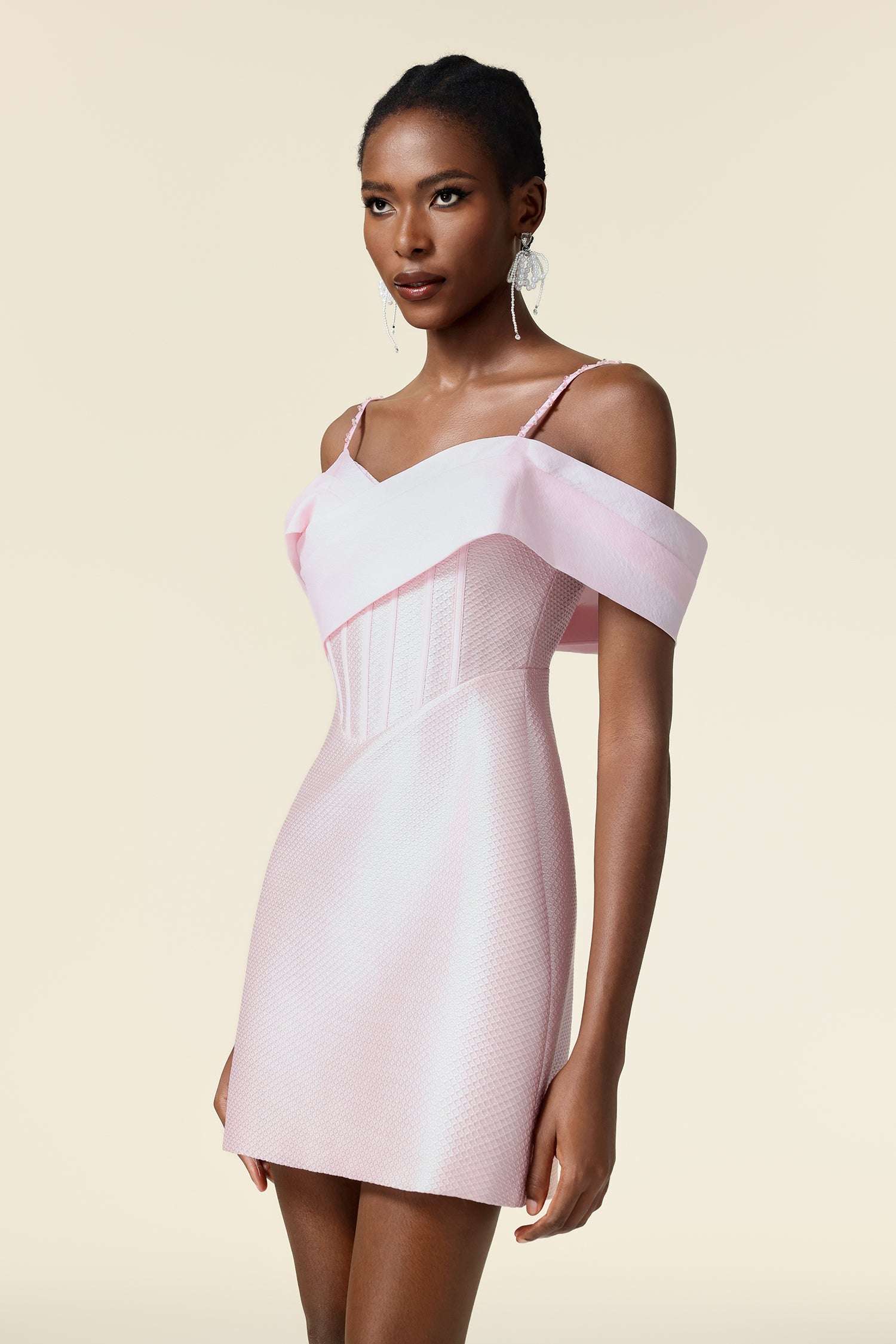 Vako Sleeveless Diamond Fishbone Mini Dress