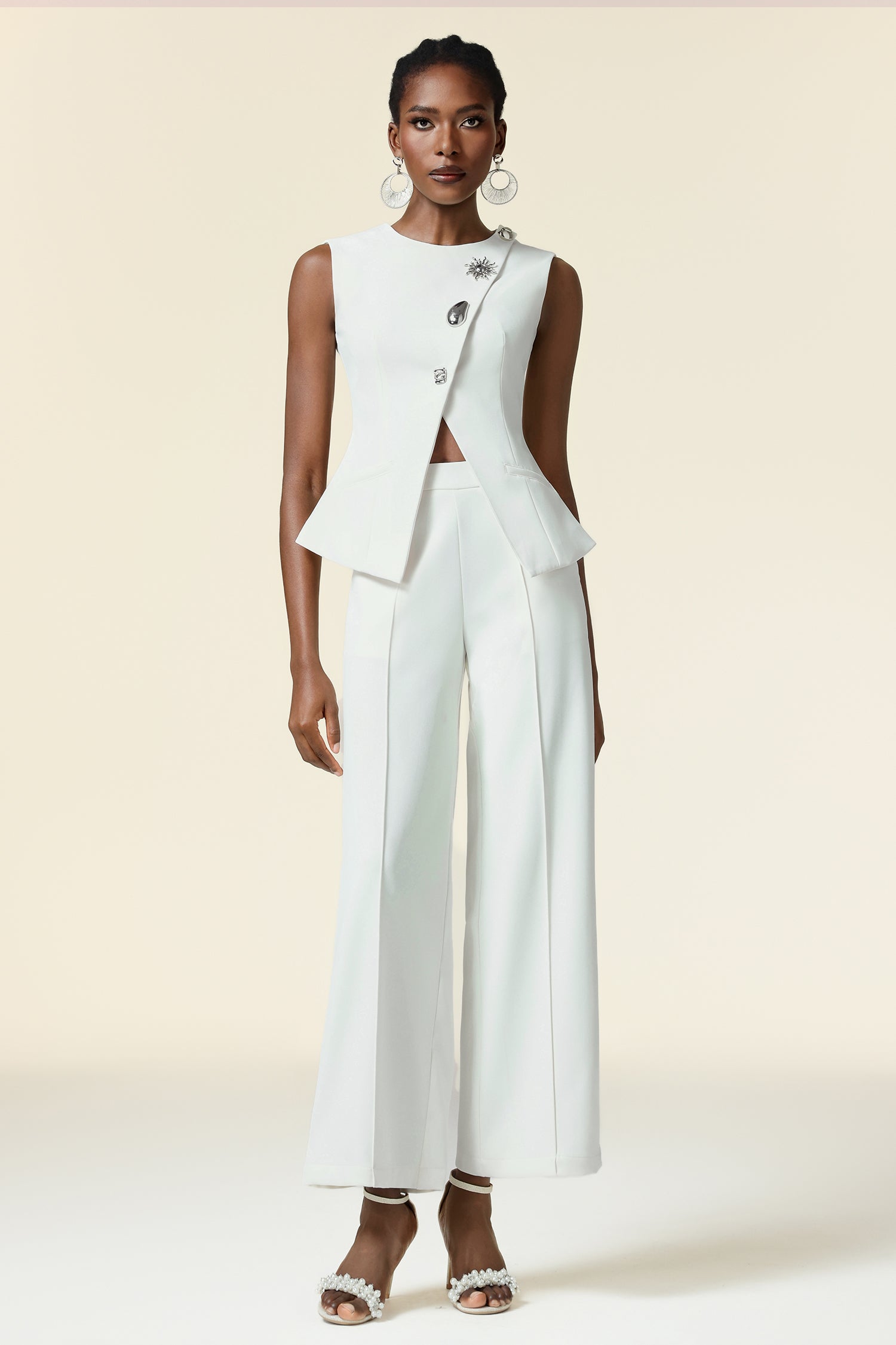 Zalma Round Neck Top And Pants Two-Piece Set