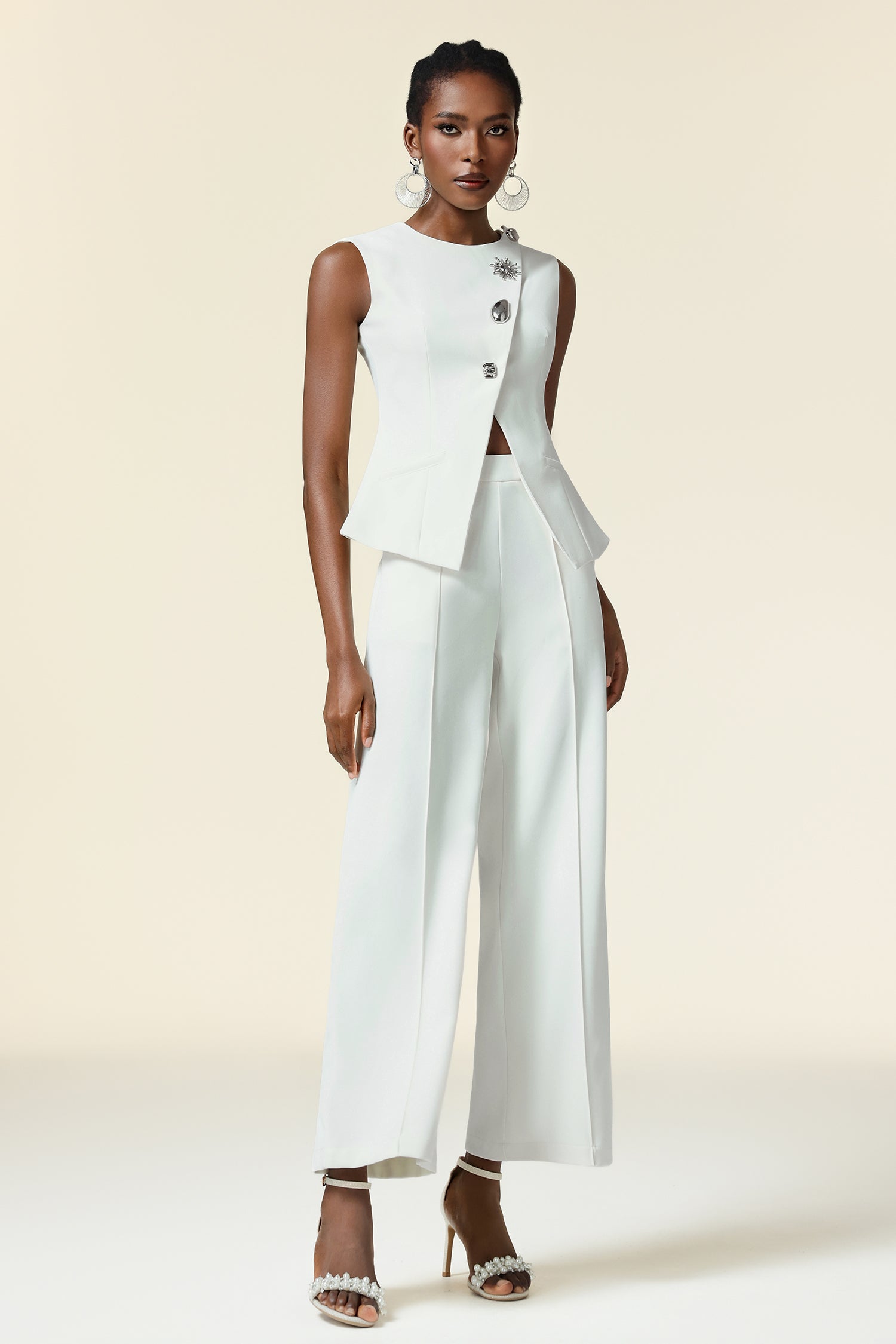 Zalma Round Neck Top And Pants Two-Piece Set