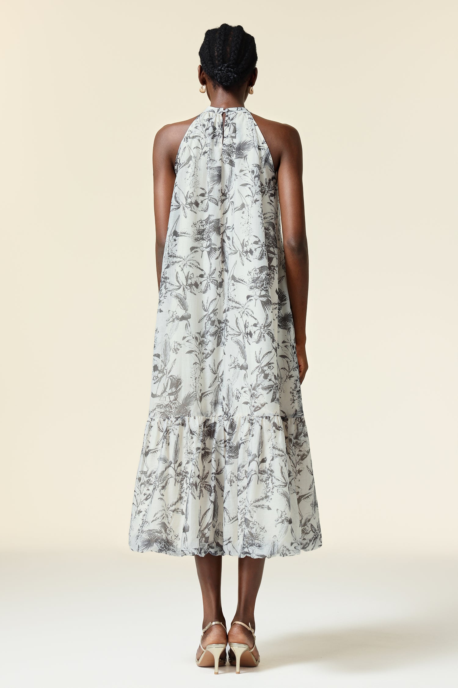 Florelle Sleeveless Flower Printed Midi Dress