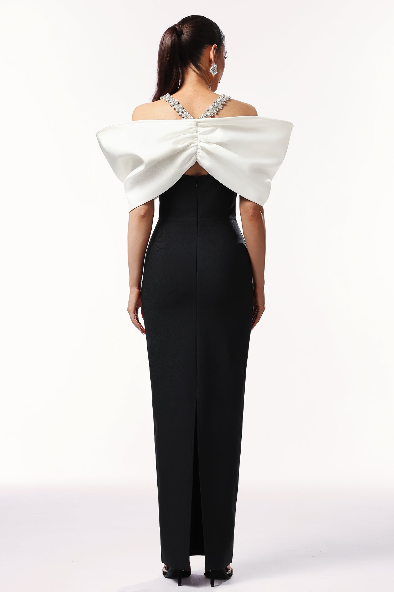 Lucifa Halter Sleeveless Bow Diamond Ribbon Bandage Maxi Dress