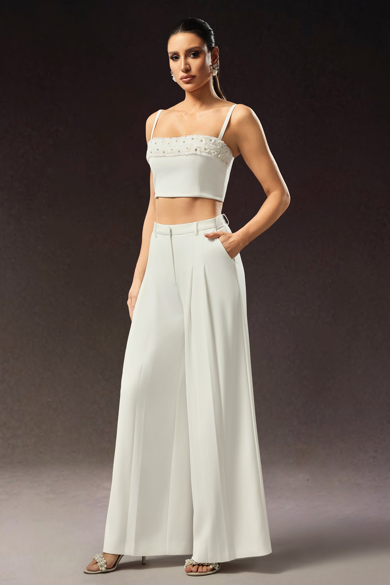 Zaysha Sleeveless Diamond Flower Maxi Two-Piece Set