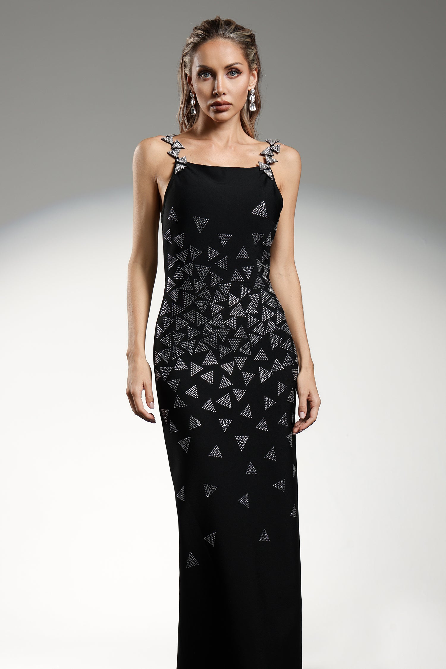 Zaniah Sleeveless Triangle Diamond Bandage Maxi Dress