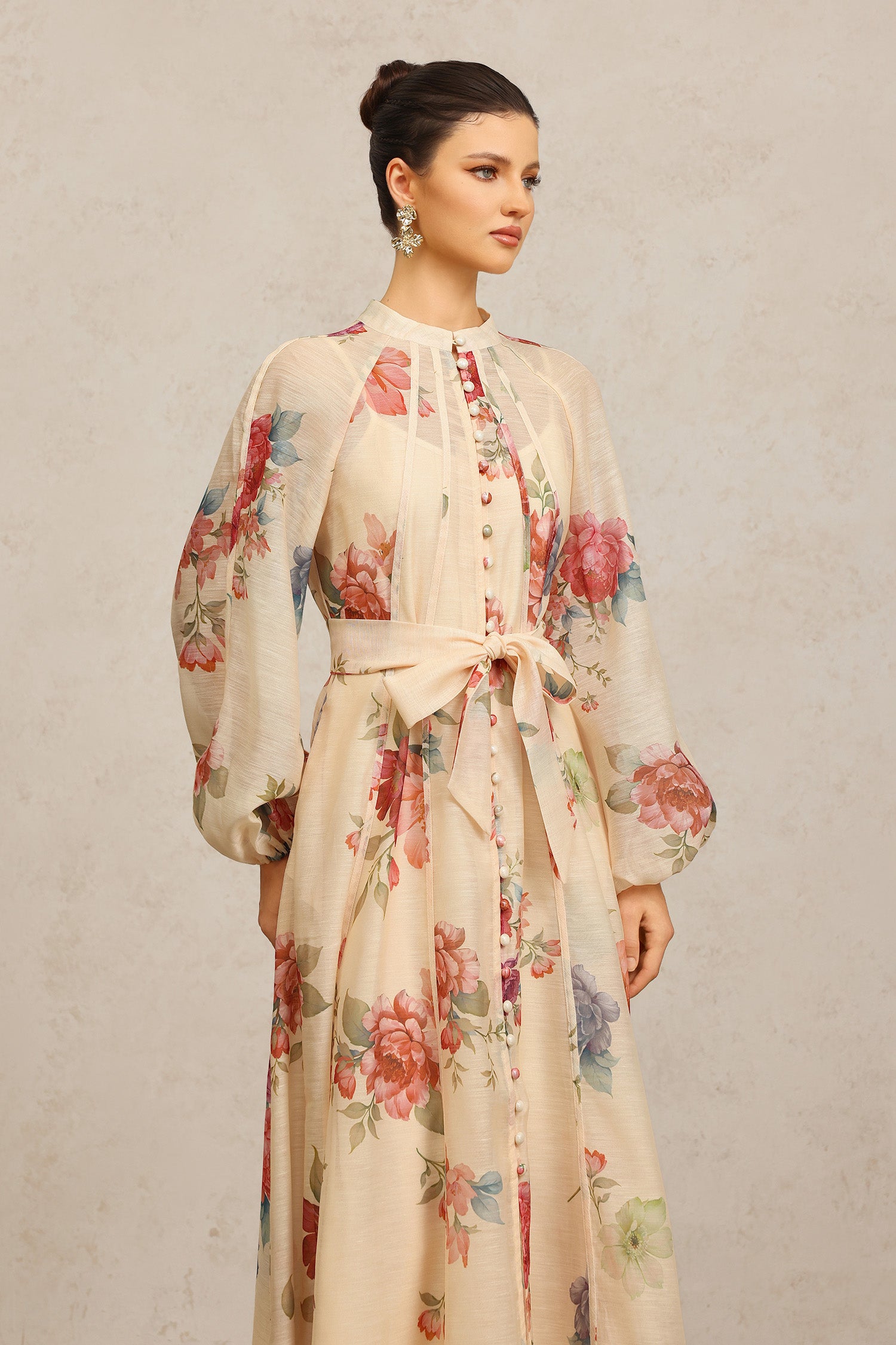 Neal Long Sleeves Floral Printed Maxi Dress